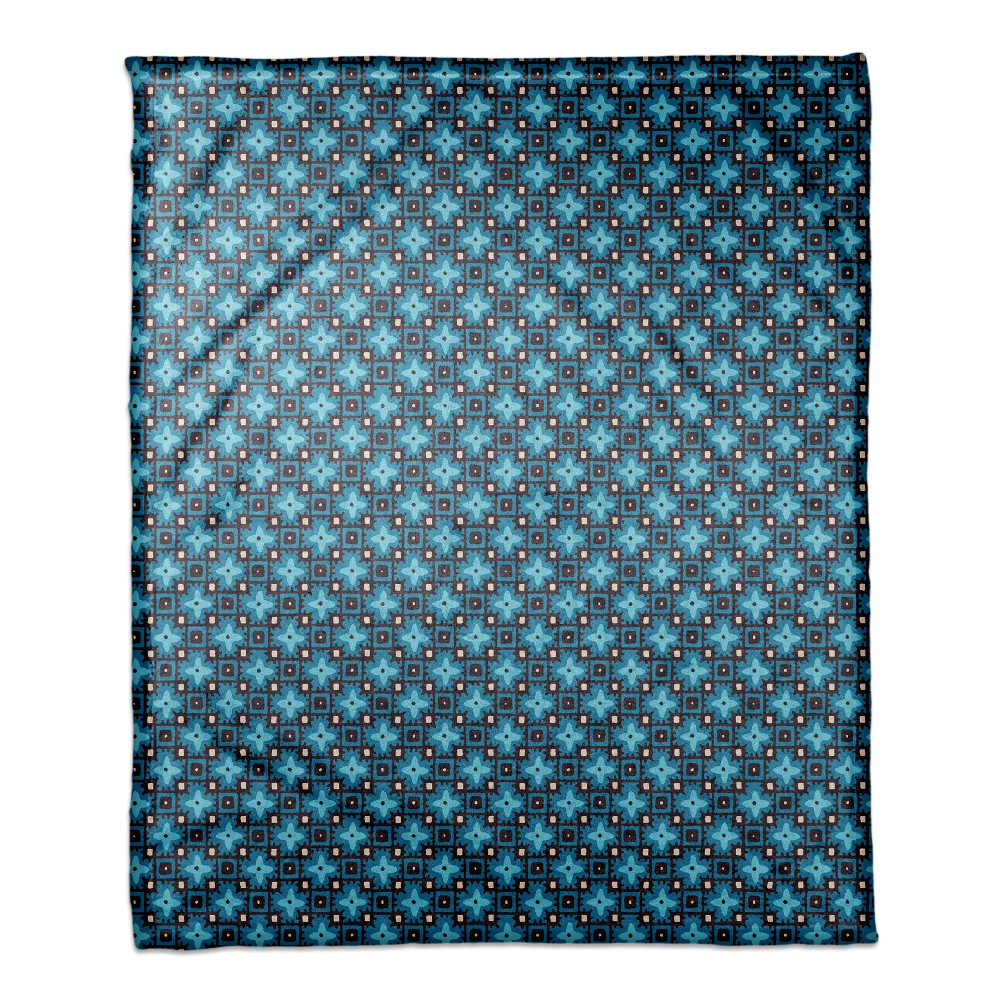 Blue Floral Squares 50x60 Coral Fleece Blanket