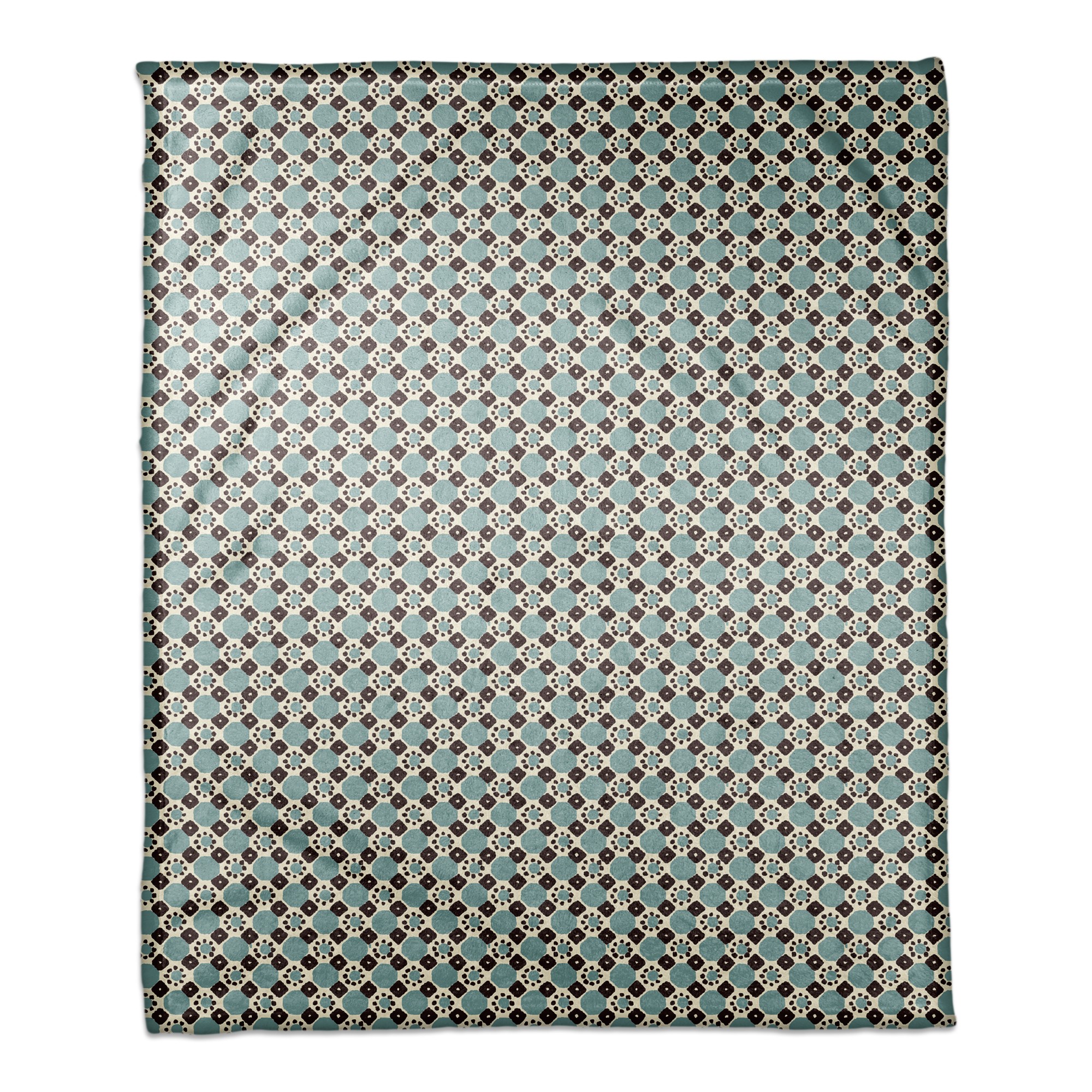 Folk Geometric Pattern in Blue 50x60 Coral Fleece Blanket