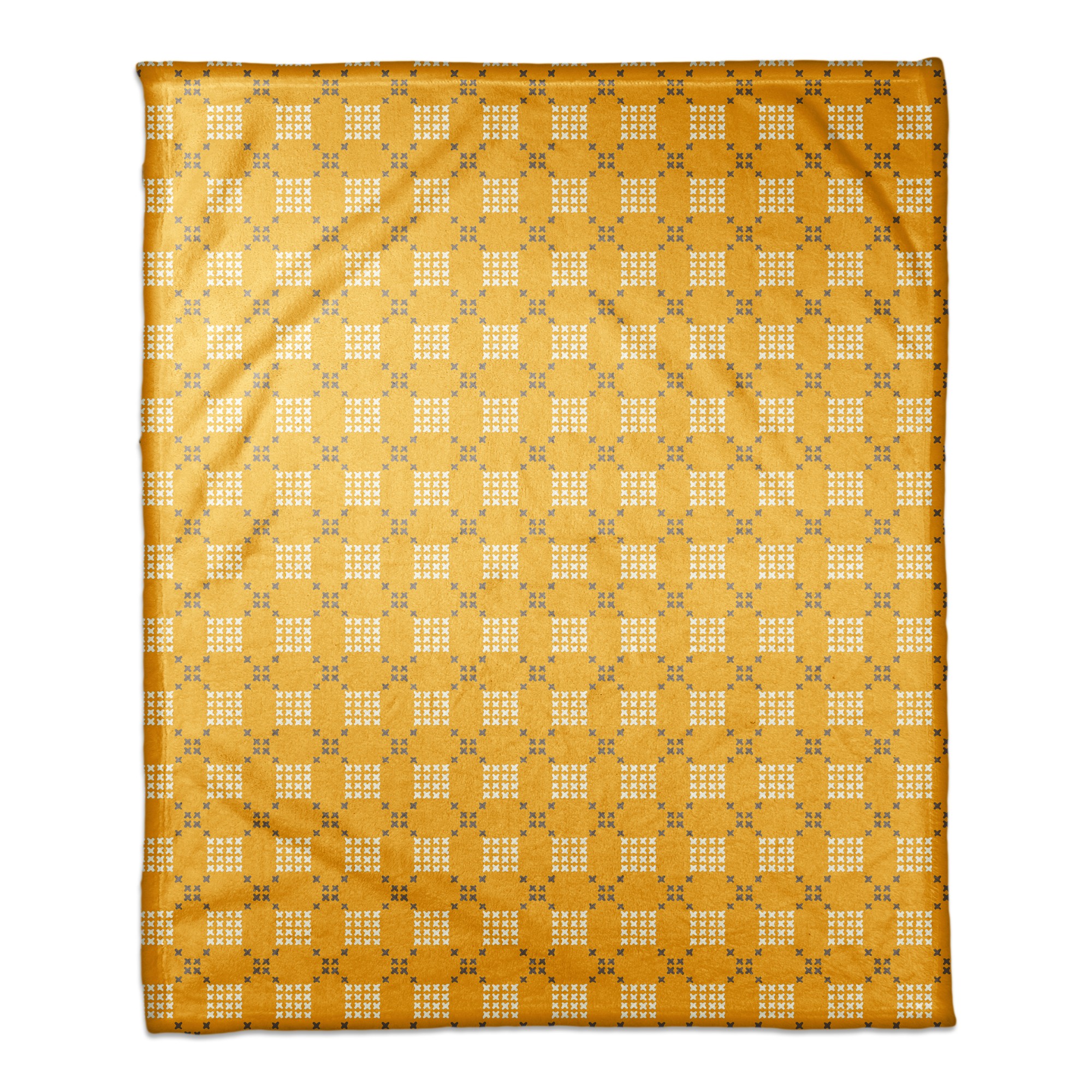 Yellow Cross-Stitch Printed Pattern 50x60 Coral Fleece Blanket