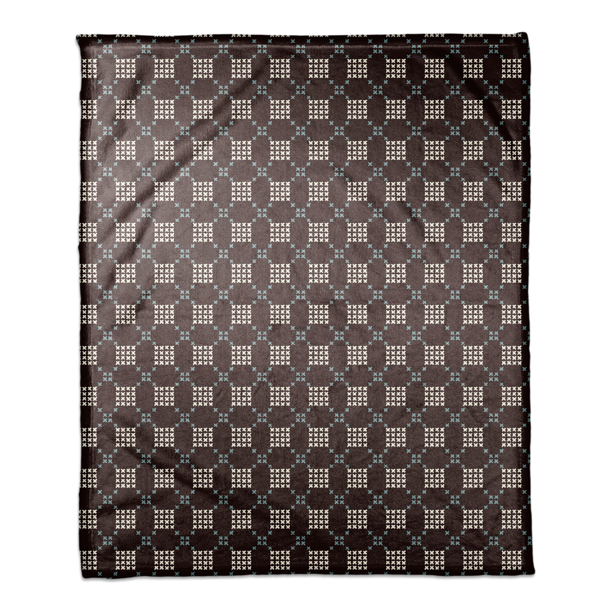 Brown Cross-Stitch Printed Pattern 50x60 Coral Fleece Blanket