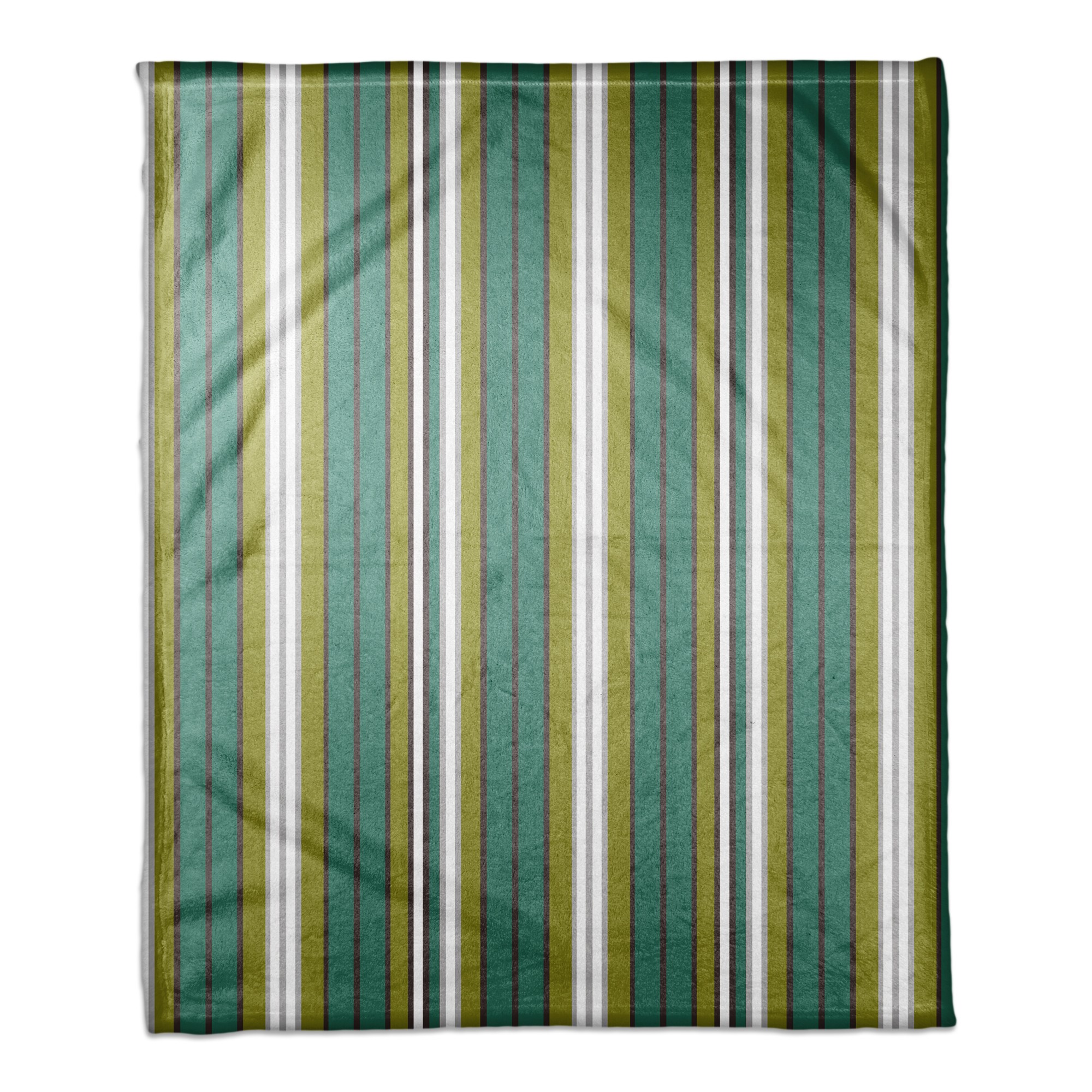 Green Stripes 50x60 Coral Fleece Blanket