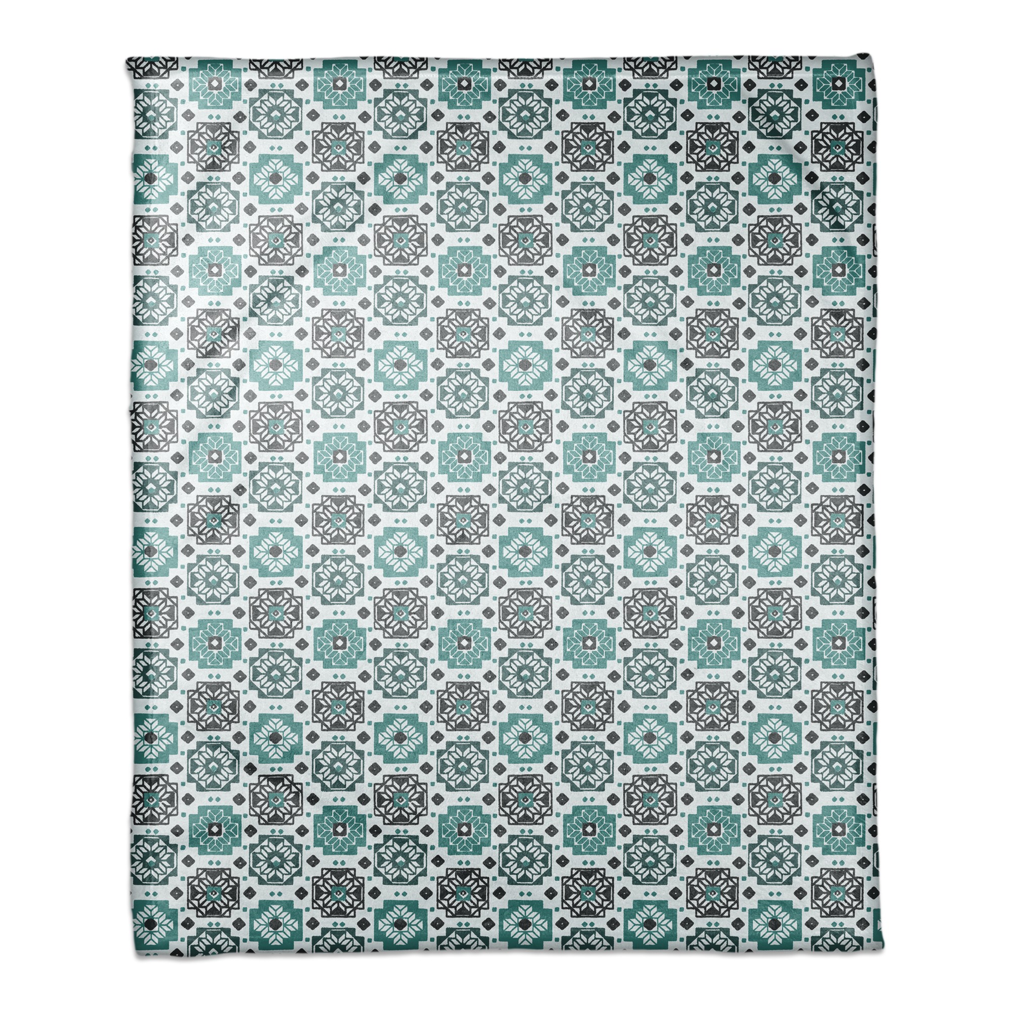 Square Flowers in Blue 50x60 Coral Fleece Blanket