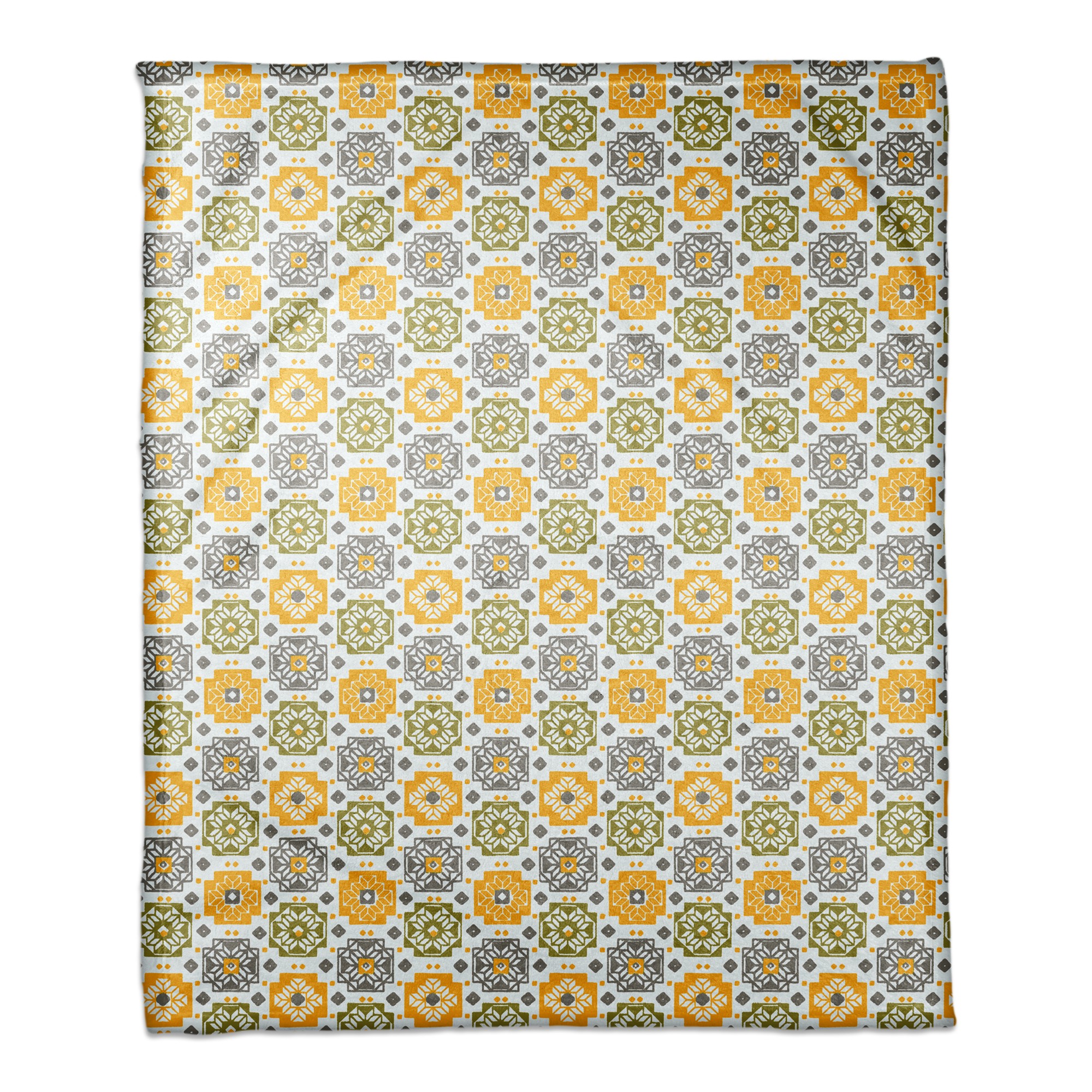 Square Flowers in Yellow 50x60 Coral Fleece Blanket