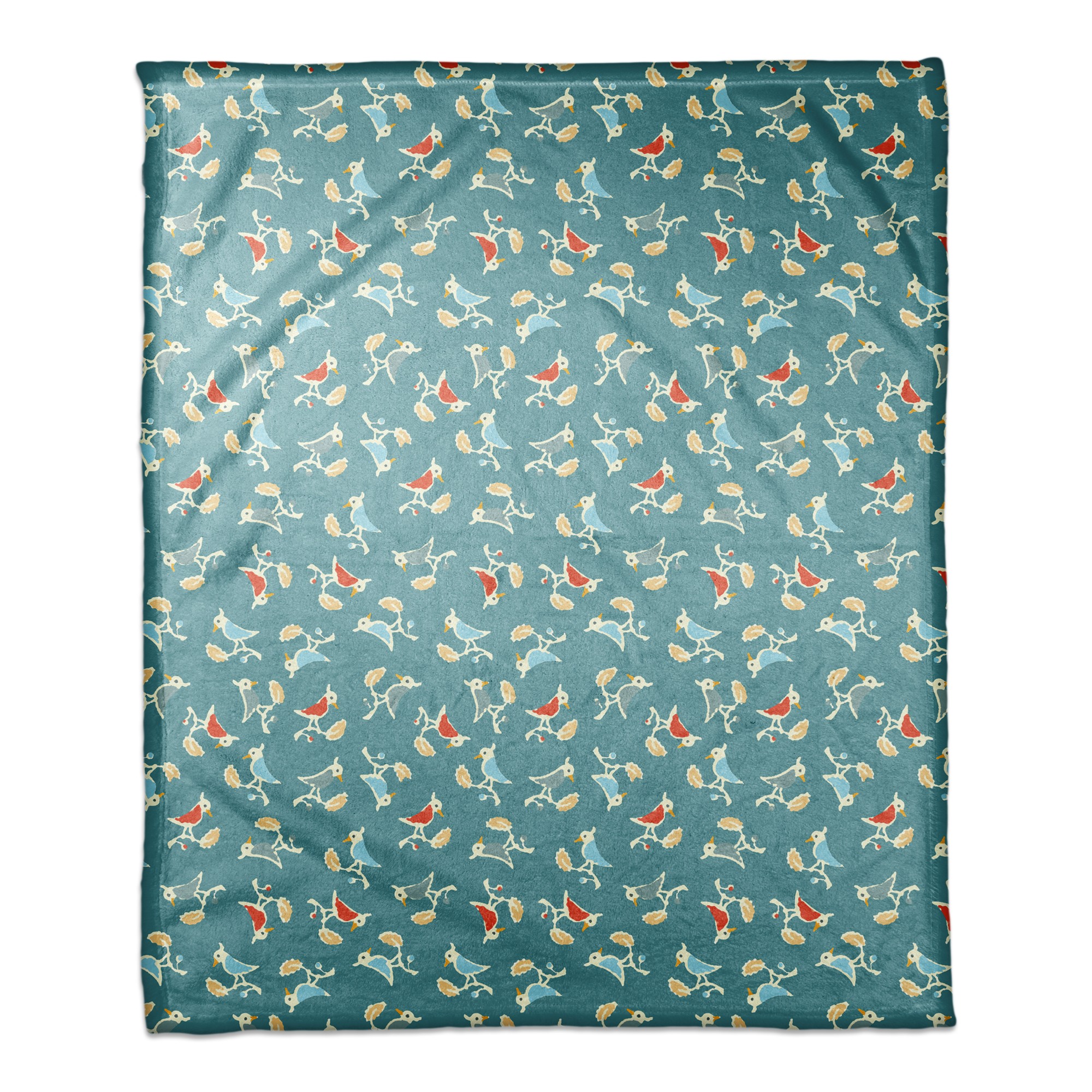 Songbird Pattern in Blue 50x60 Coral Fleece Blanket