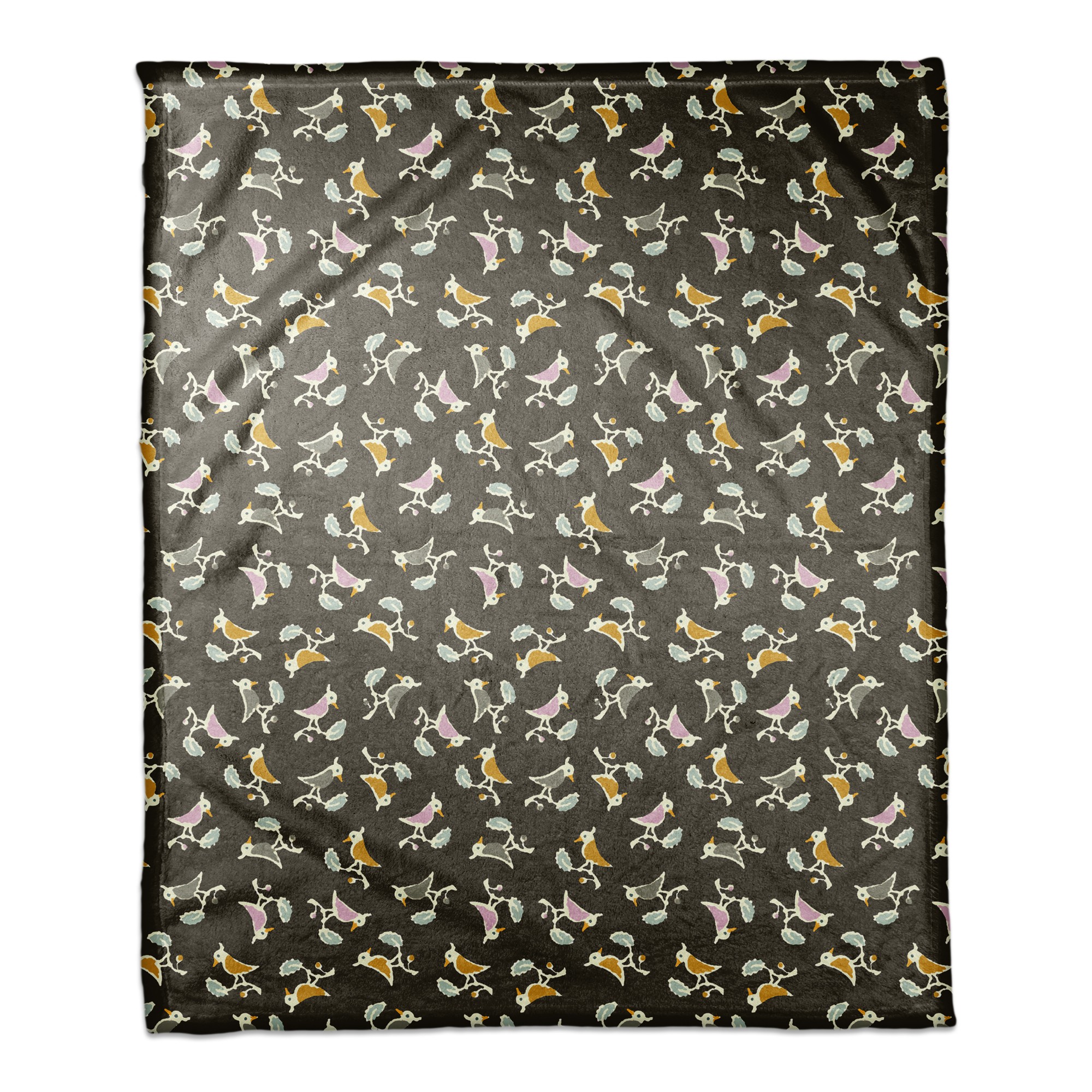 Songbird Pattern in Brown 50x60 Coral Fleece Blanket