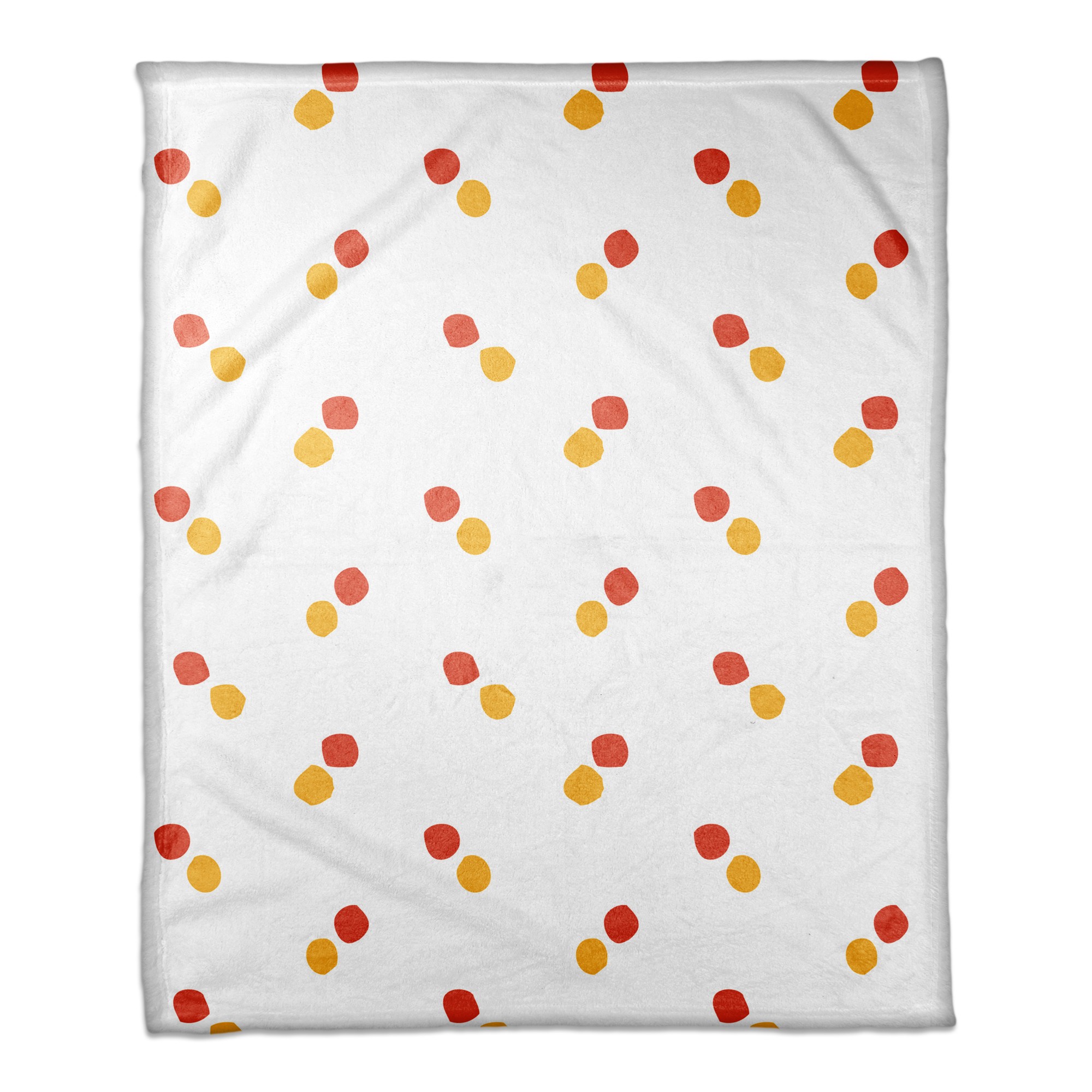 Polka Dots in Red and Yellow  50x60 Coral Fleece Blanket