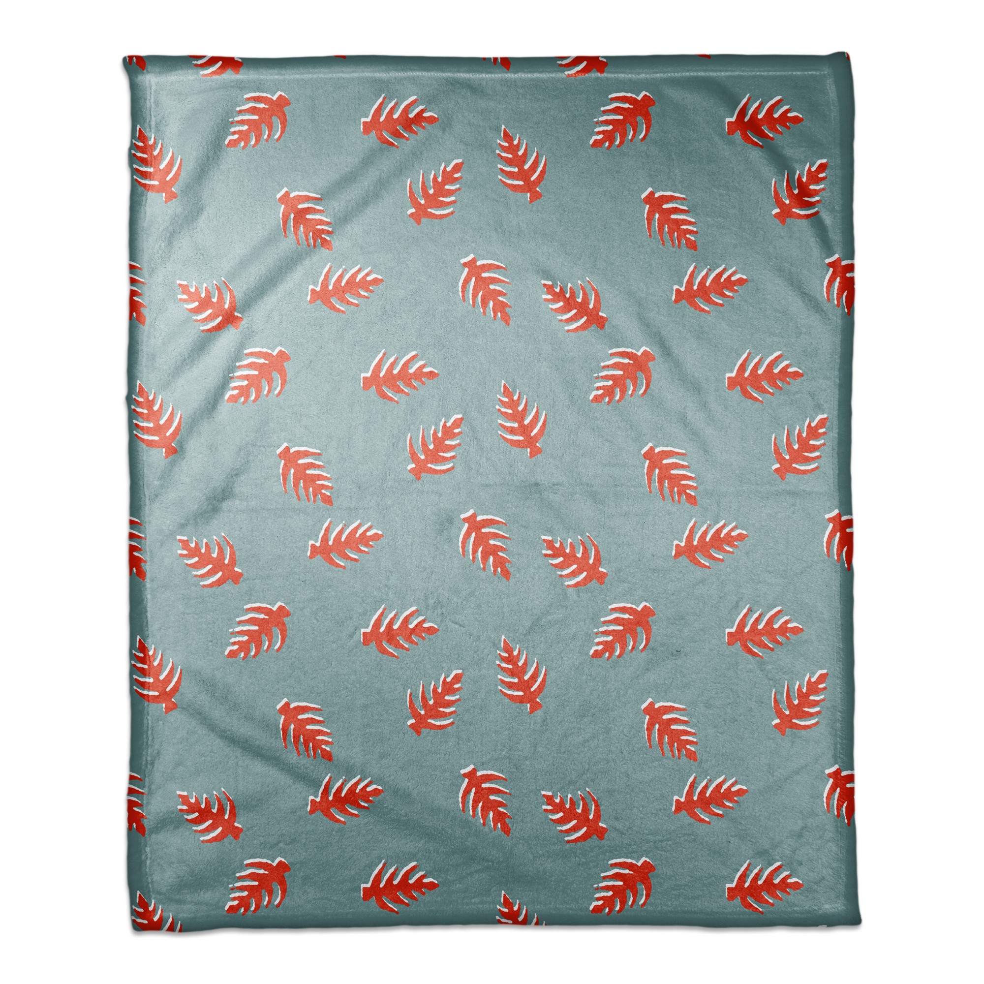 Palm Pattern in Red and Blue 50x60 Coral Fleece Blanket