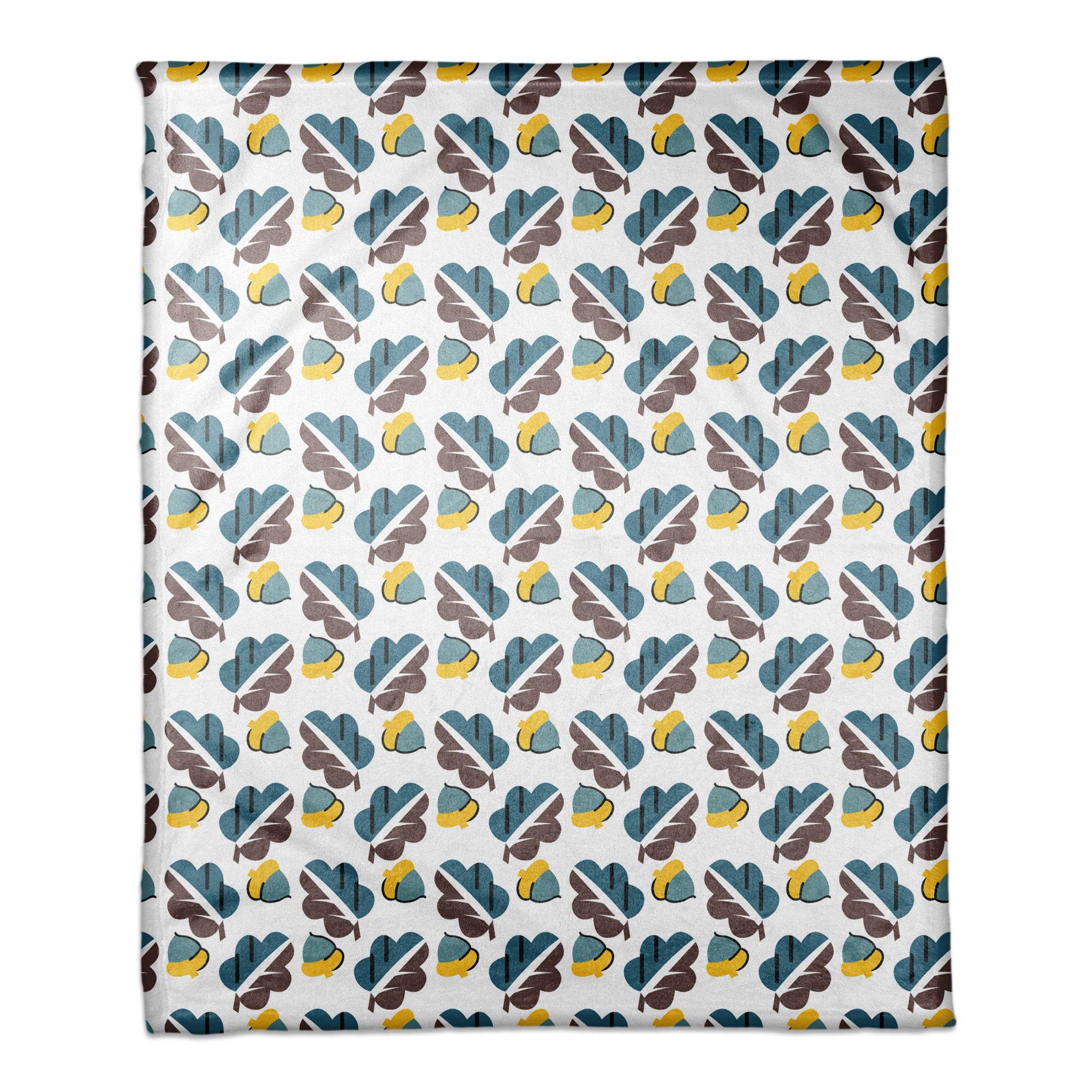 Acorns and Leaves Pattern in Blue 50x60 Coral Fleece Blanket
