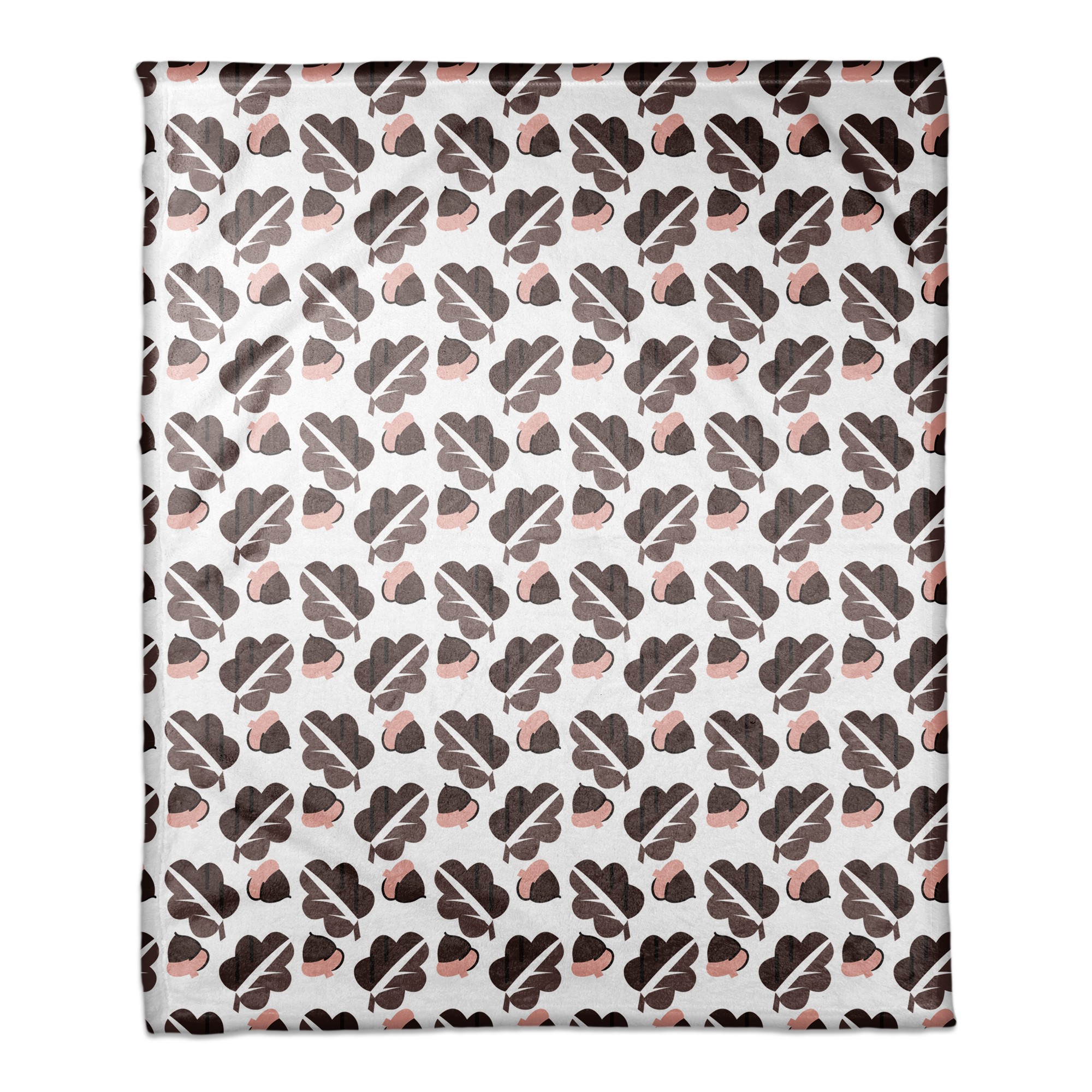 Acorns and Leaves Pattern in Brown 50x60 Coral Fleece Blanket