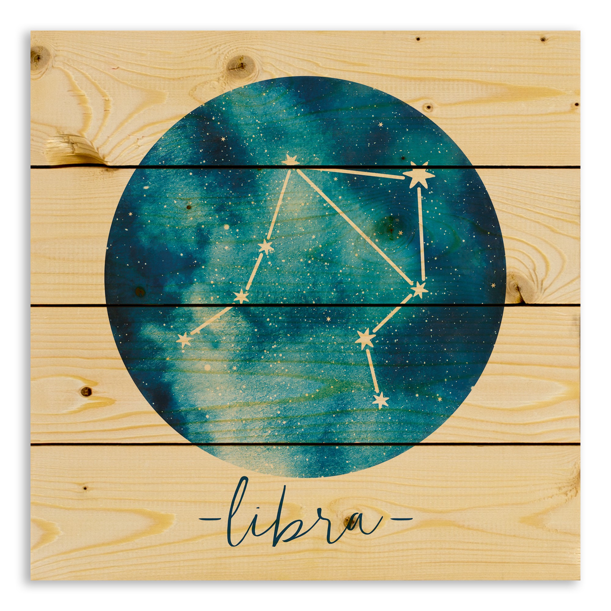 Libra Zodiac Sign Astrological Constellation 14x14 Pallet Wood Art