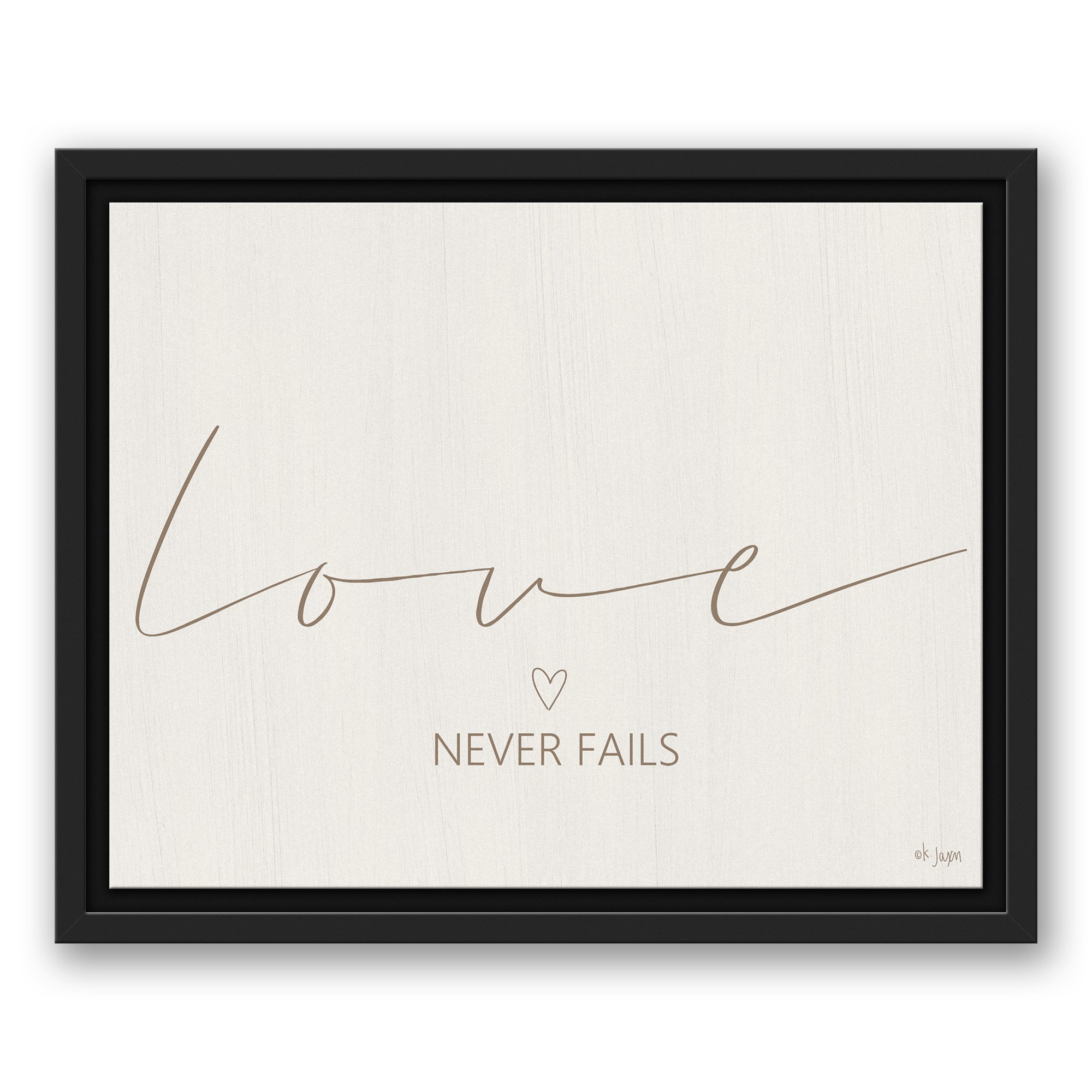Love Never Fails Framed 11x14 Black Floating Framed Canvas