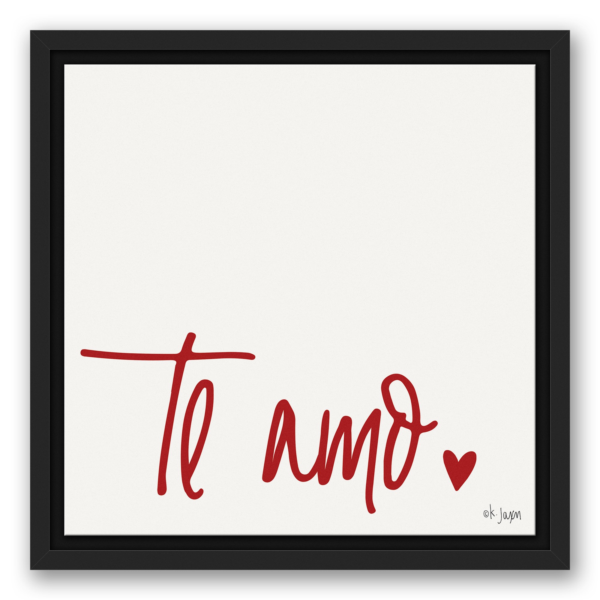 Te Amo Framed 12x12 Black Floating Framed Canvas