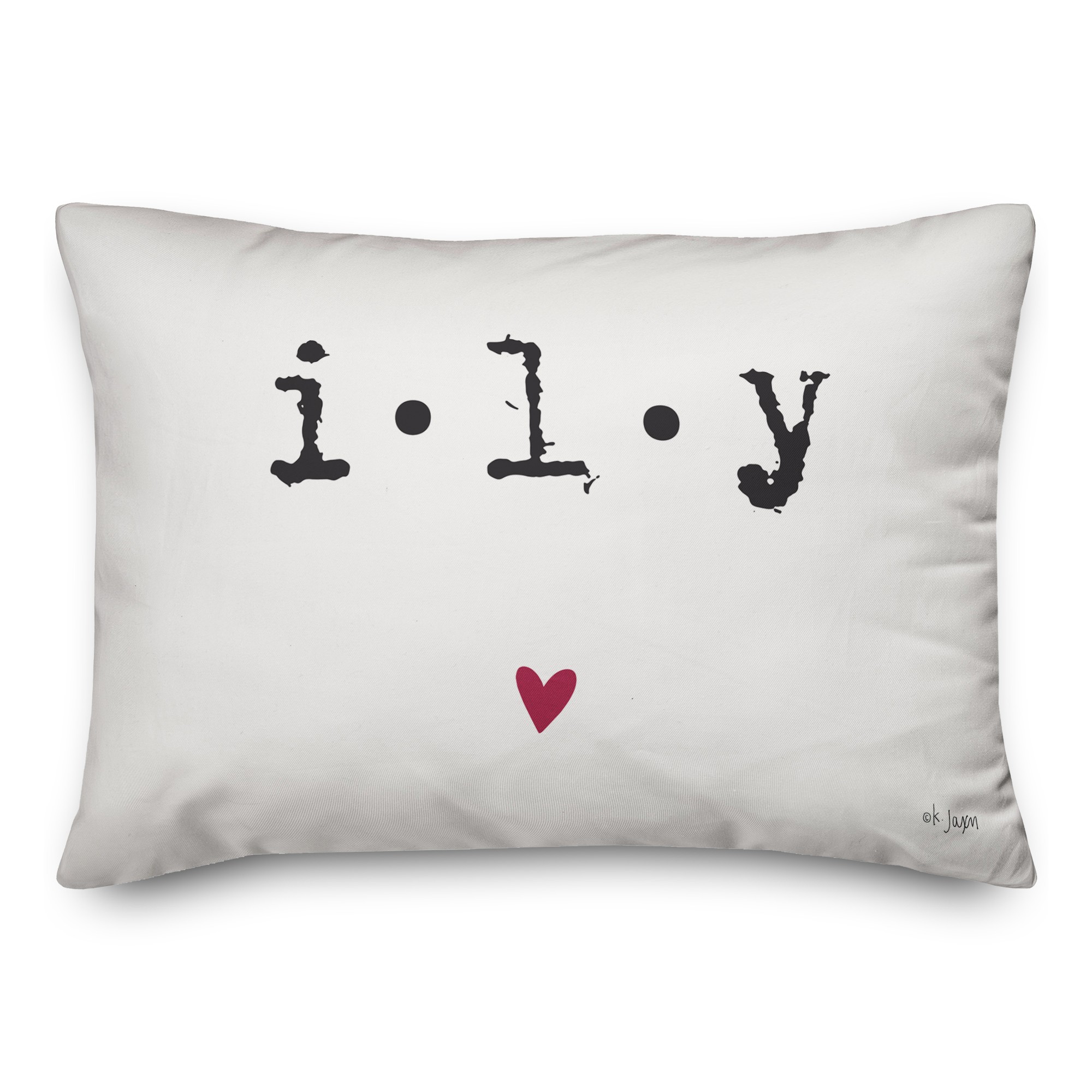 ILY Heart Lumbar 14x20 Spun Poly Pillow