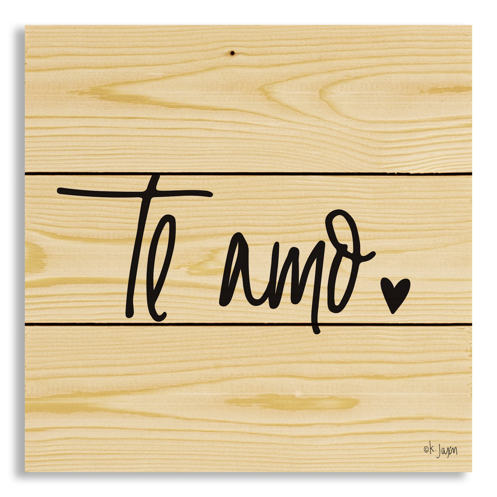 Te Amo Black Heart 10.5x10.5 Pallet Wood Art