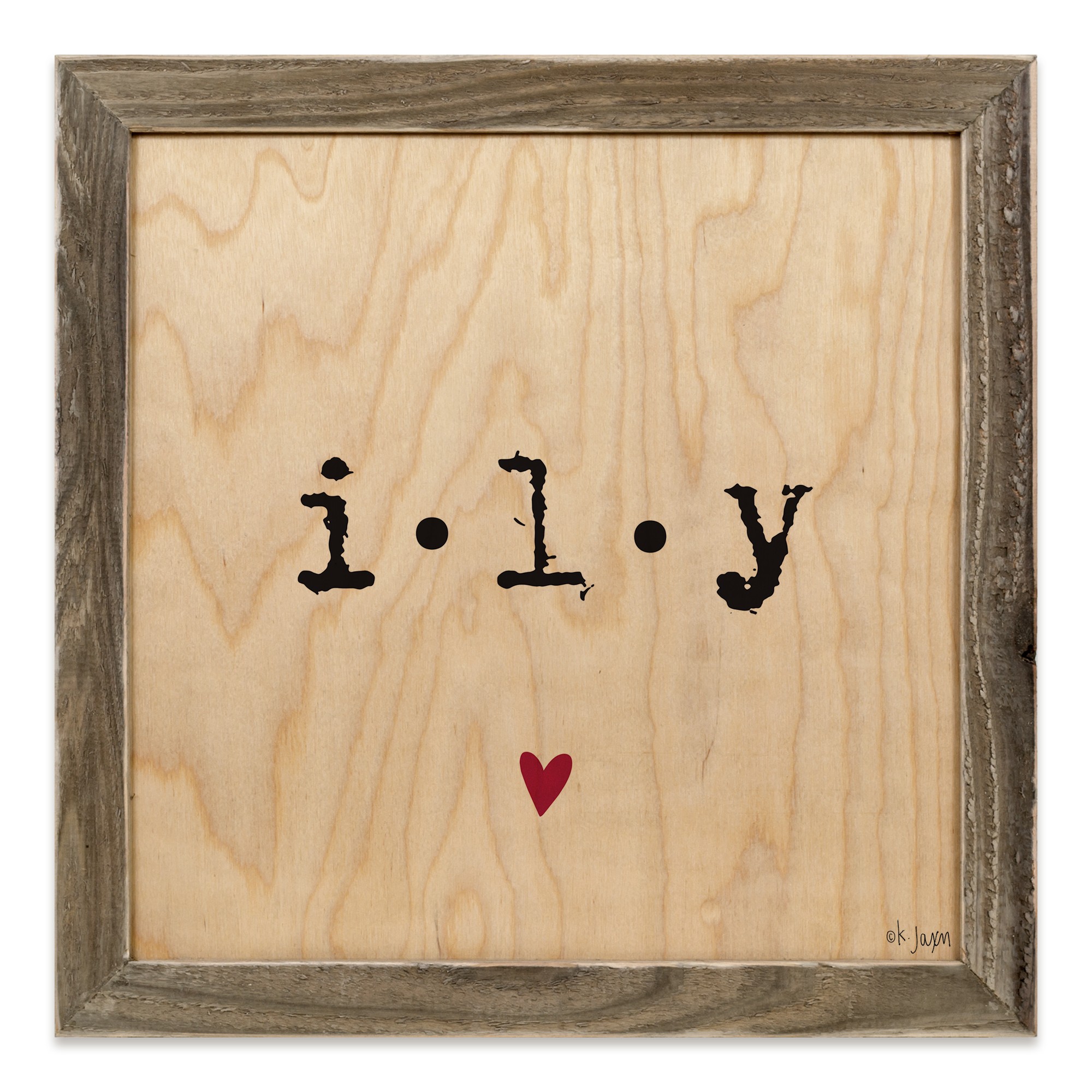 ILY Heart 12x12 Framed Pallet Wood Art