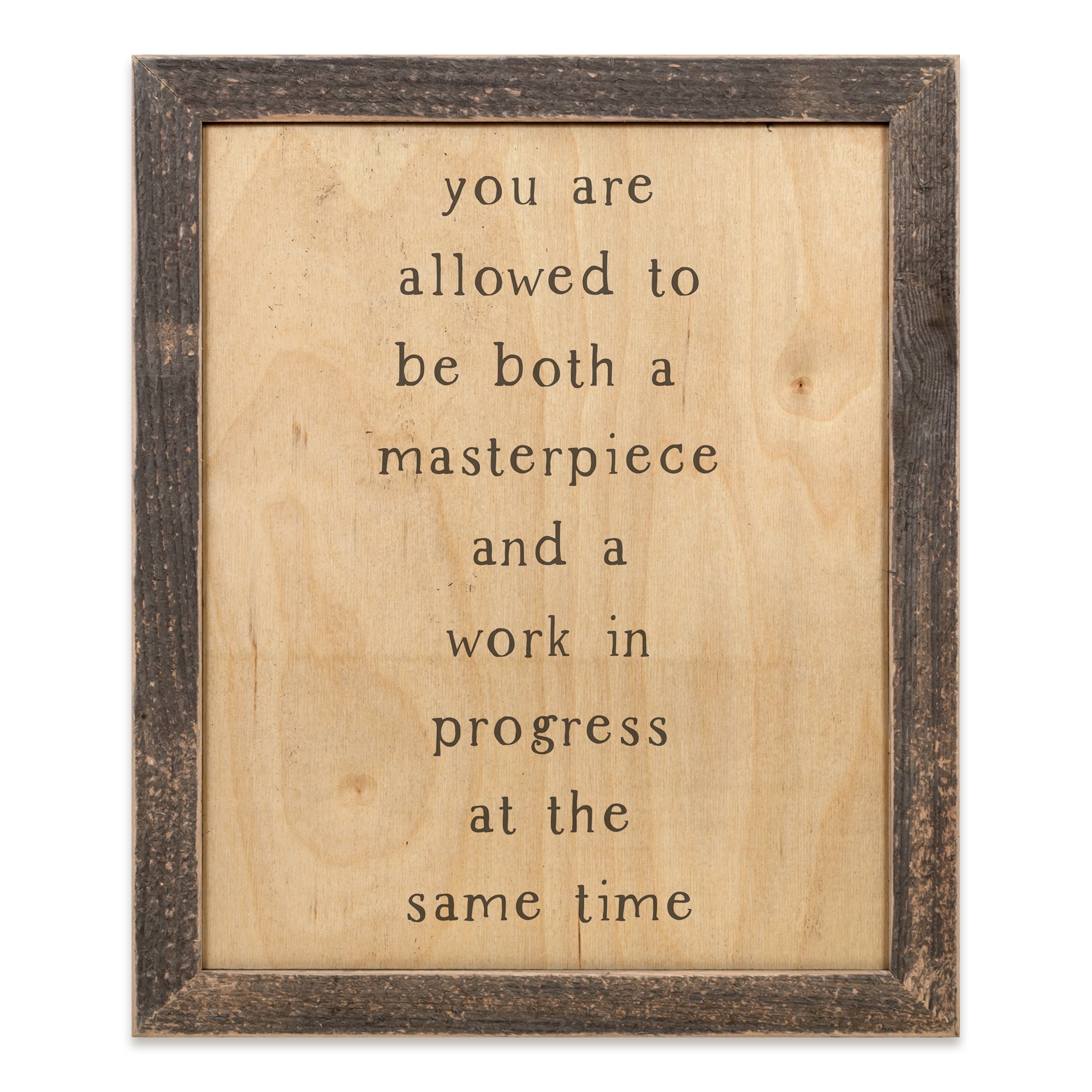 You Are Allowed to Be A Masterpiece And A Work In Progress 14x11 Framed Pallet Wood Art