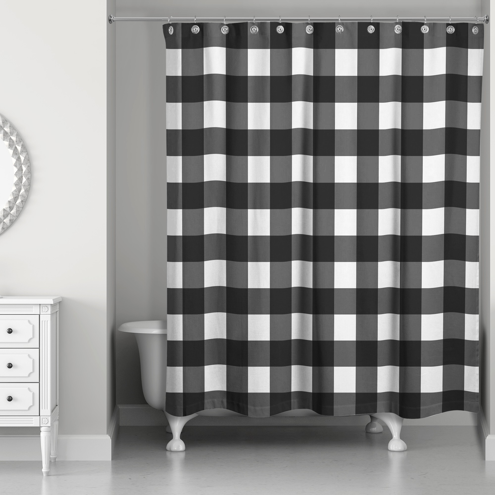 Black Buffalo Check 71x74 Shower Curtain