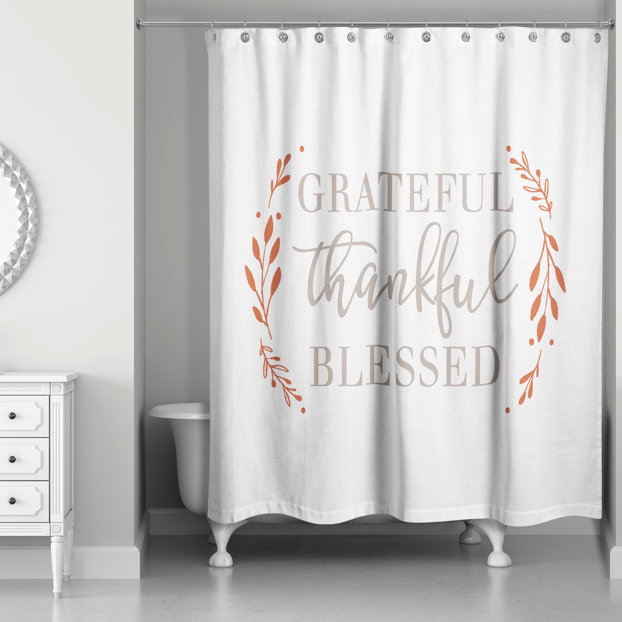 Grateful Thankful Blessed 71x74 Shower Curtain