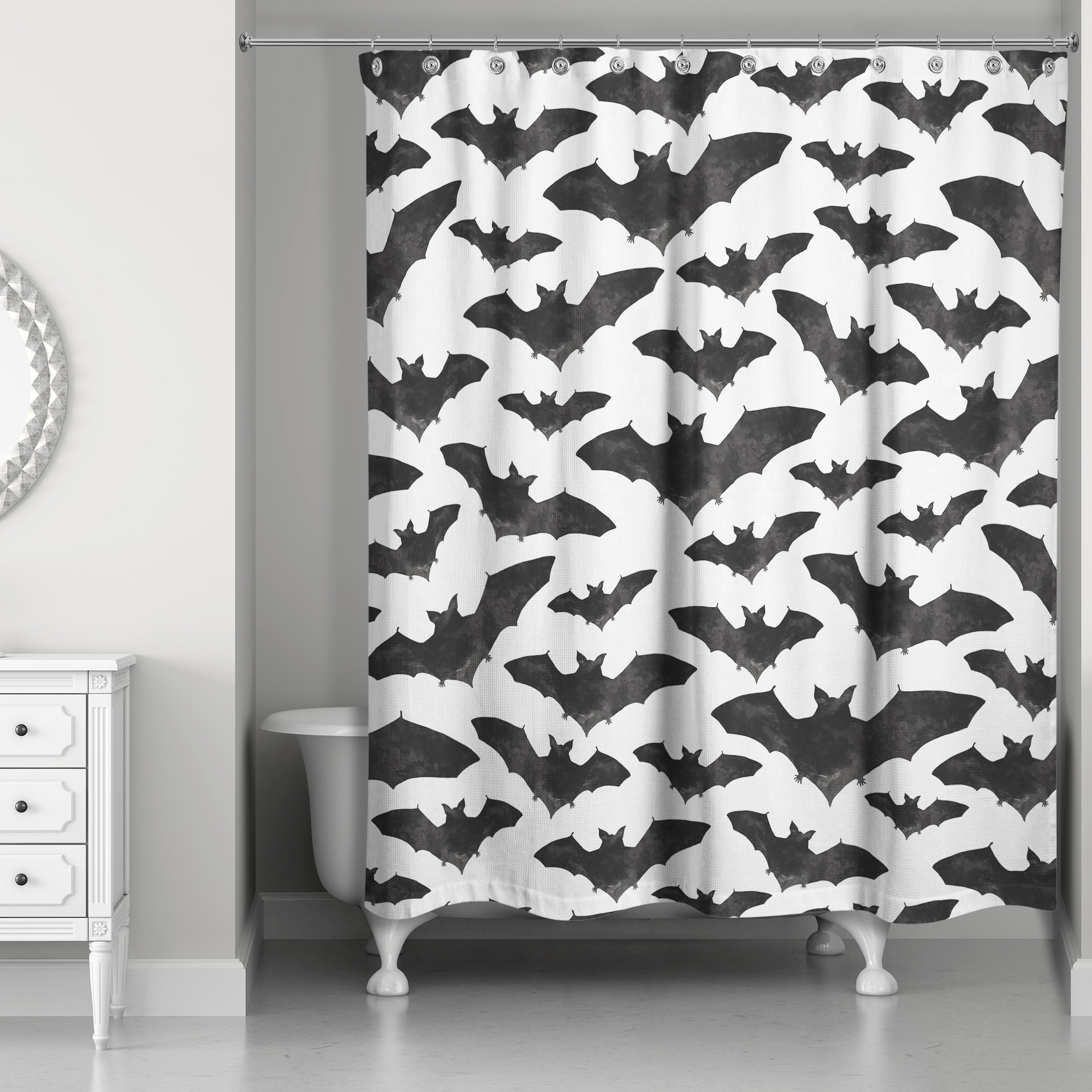 Watercolor Bats 71x74 Shower Curtain