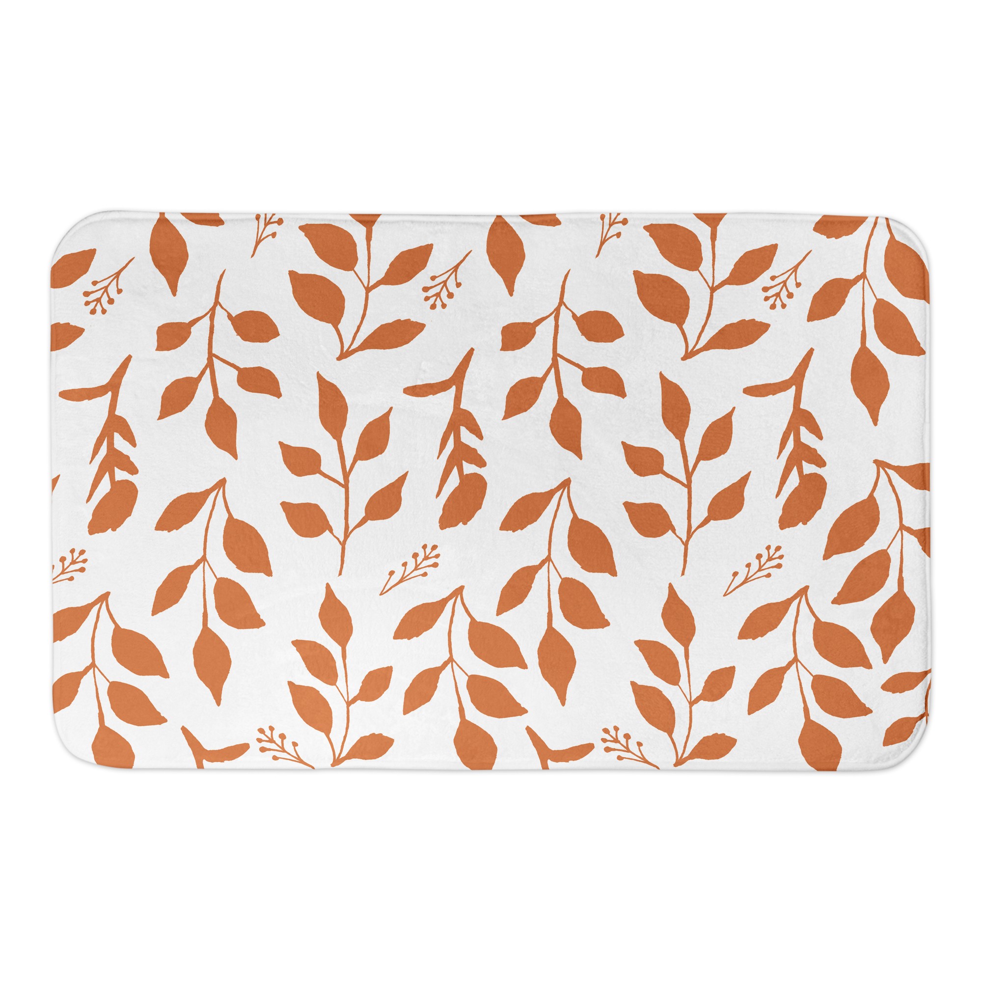 Orange Leaf Pattern 34x21 Bath Mat