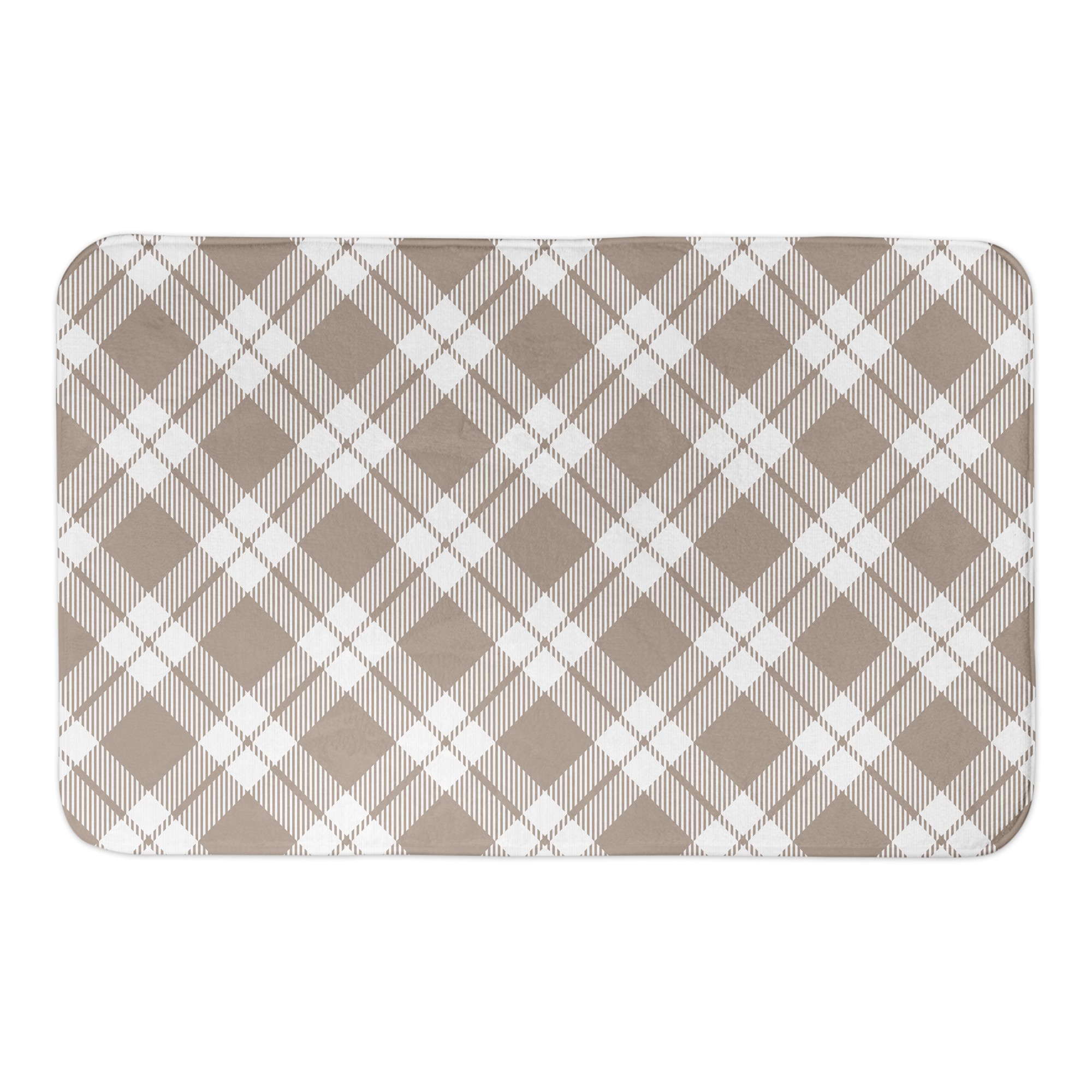 Tan Plaid 34x21 Bath Mat