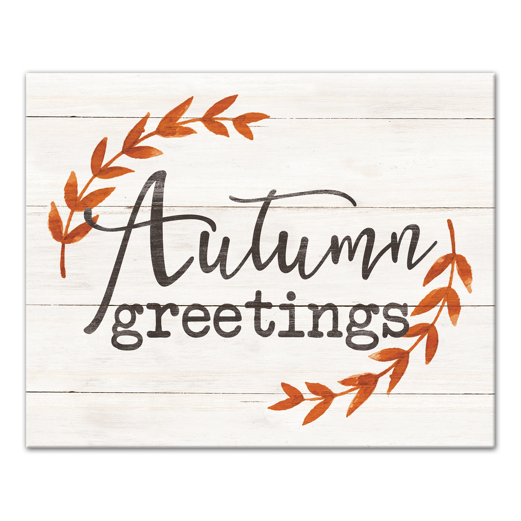 Autumn Greetings White 16x20 Canvas Wall Art