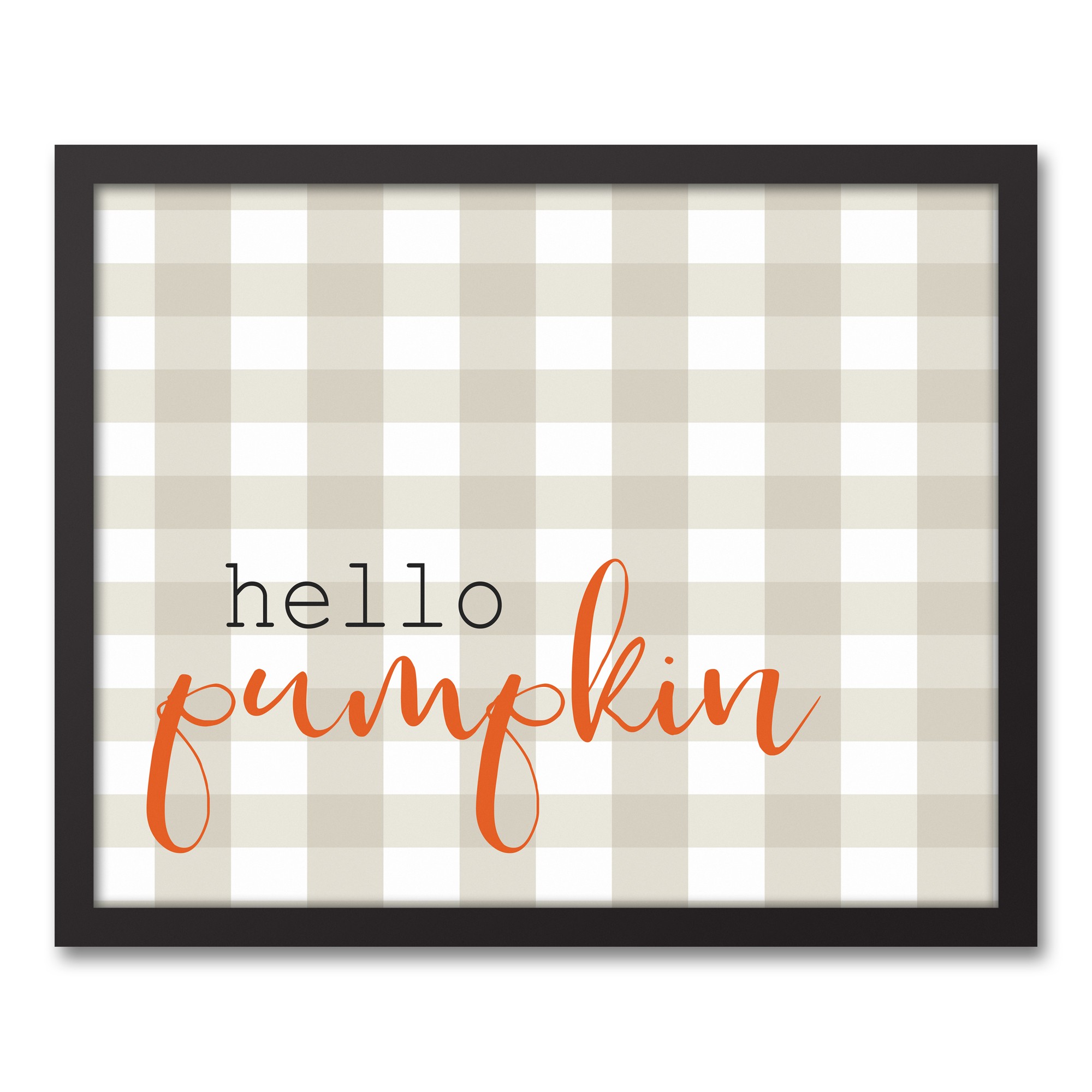 Hello Pumpkin Buffalo Check 16x20 Black Framed Canvas