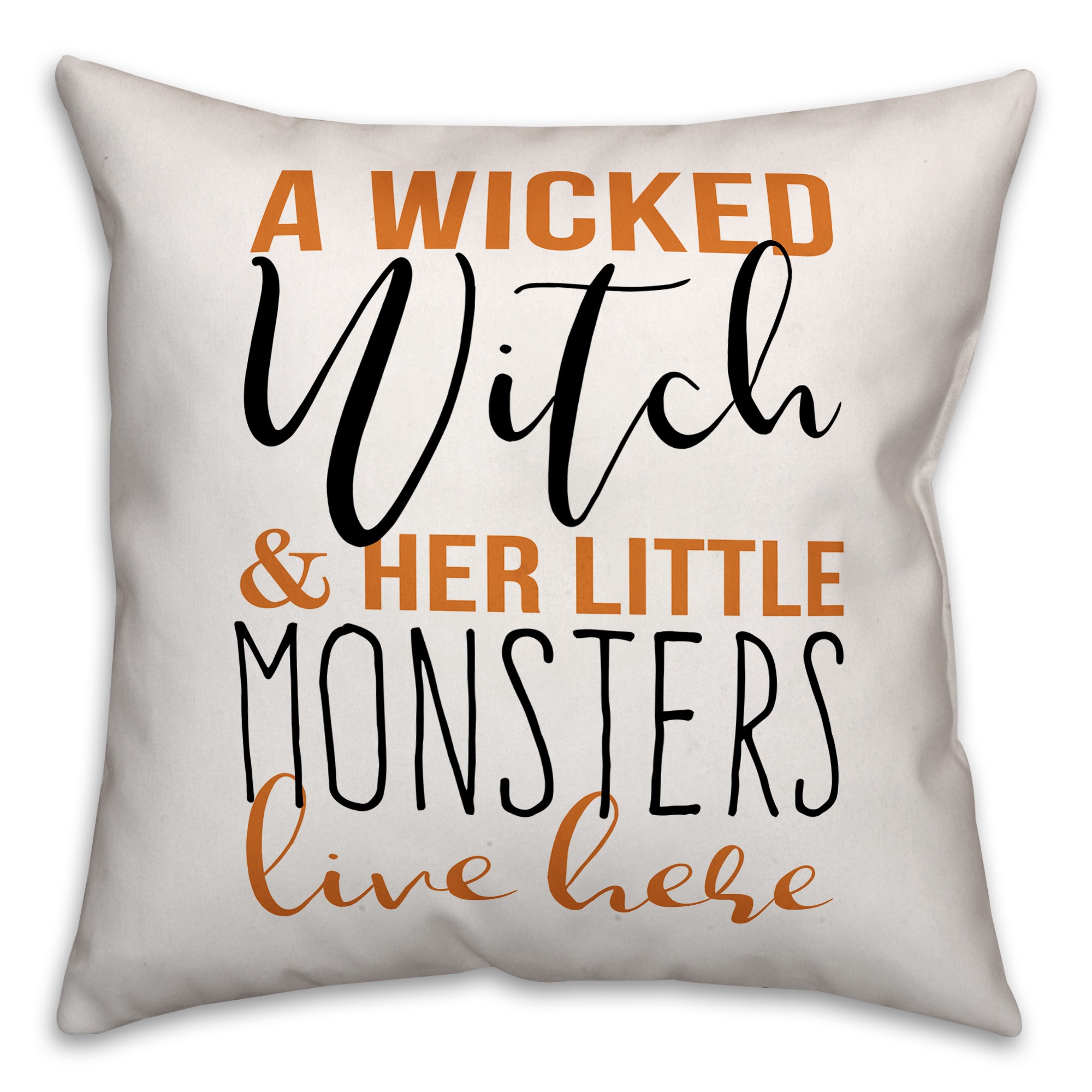 A Wicked Witch and Her Little Monsters 18x18 Spun Poly Pillow