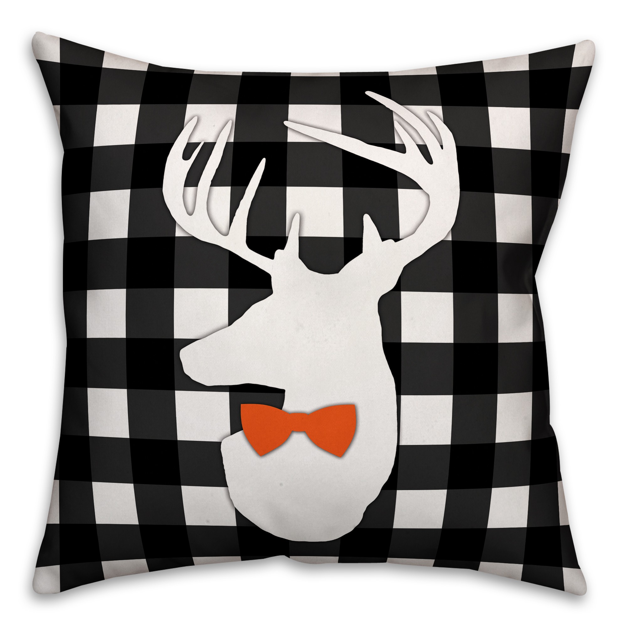 Halloween Deer Buffalo Check 18x18 Spun Poly Pillow