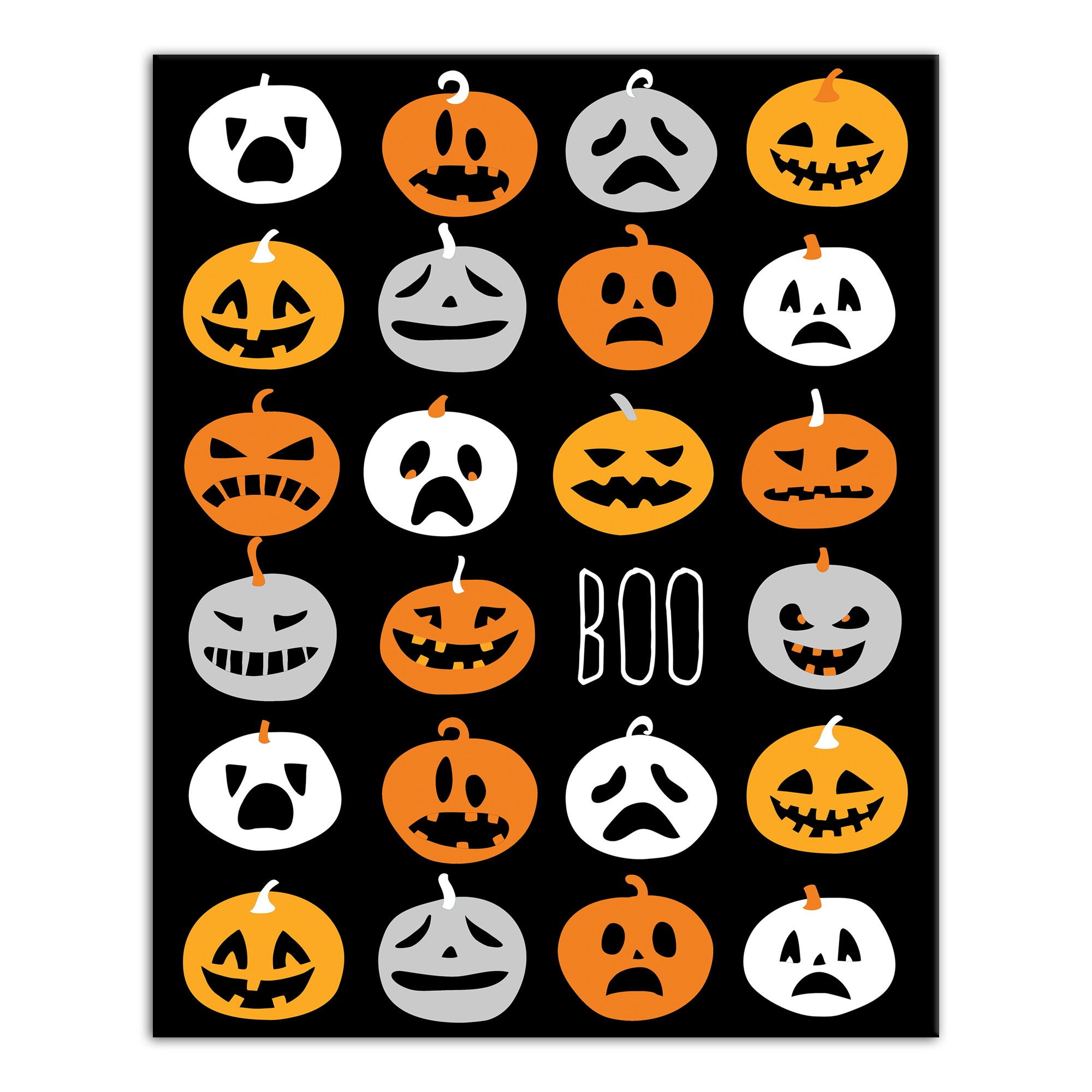 Boo Pumpkin Pattern 16x20 Canvas Wall Art