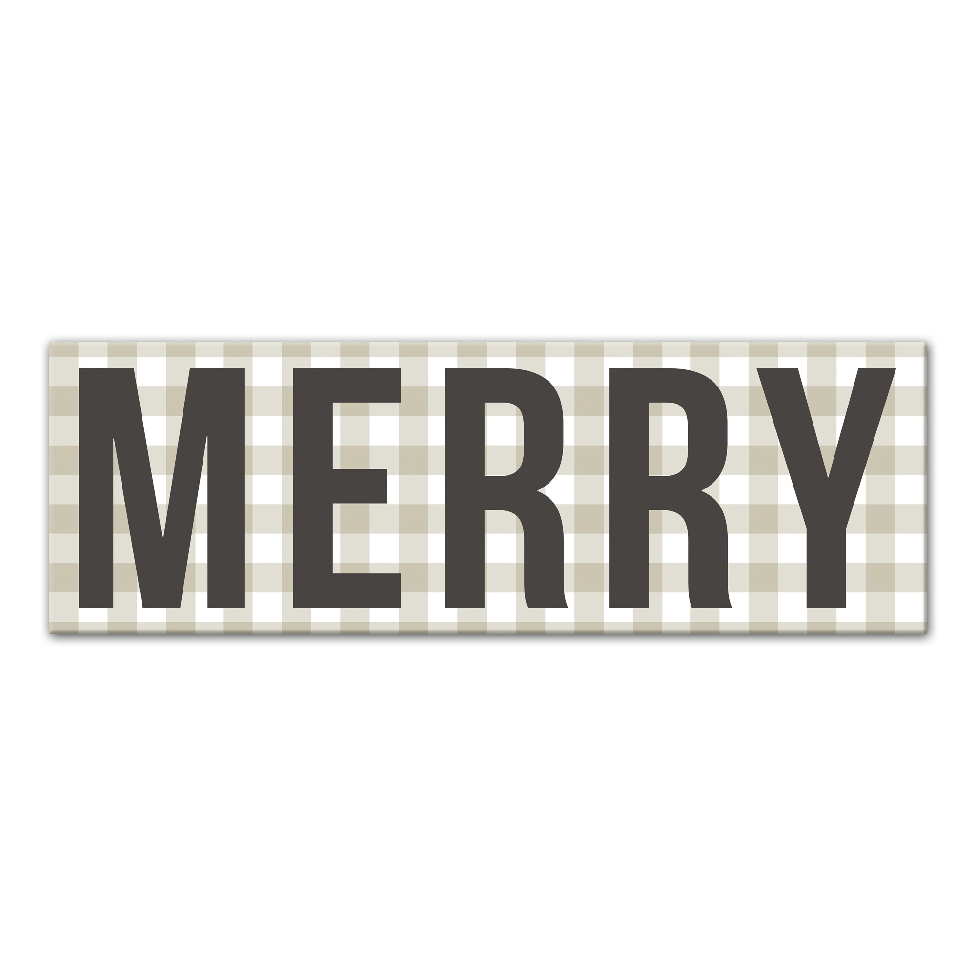 Beige Plaid Merry in Brown 12x36 Canvas Wall Art