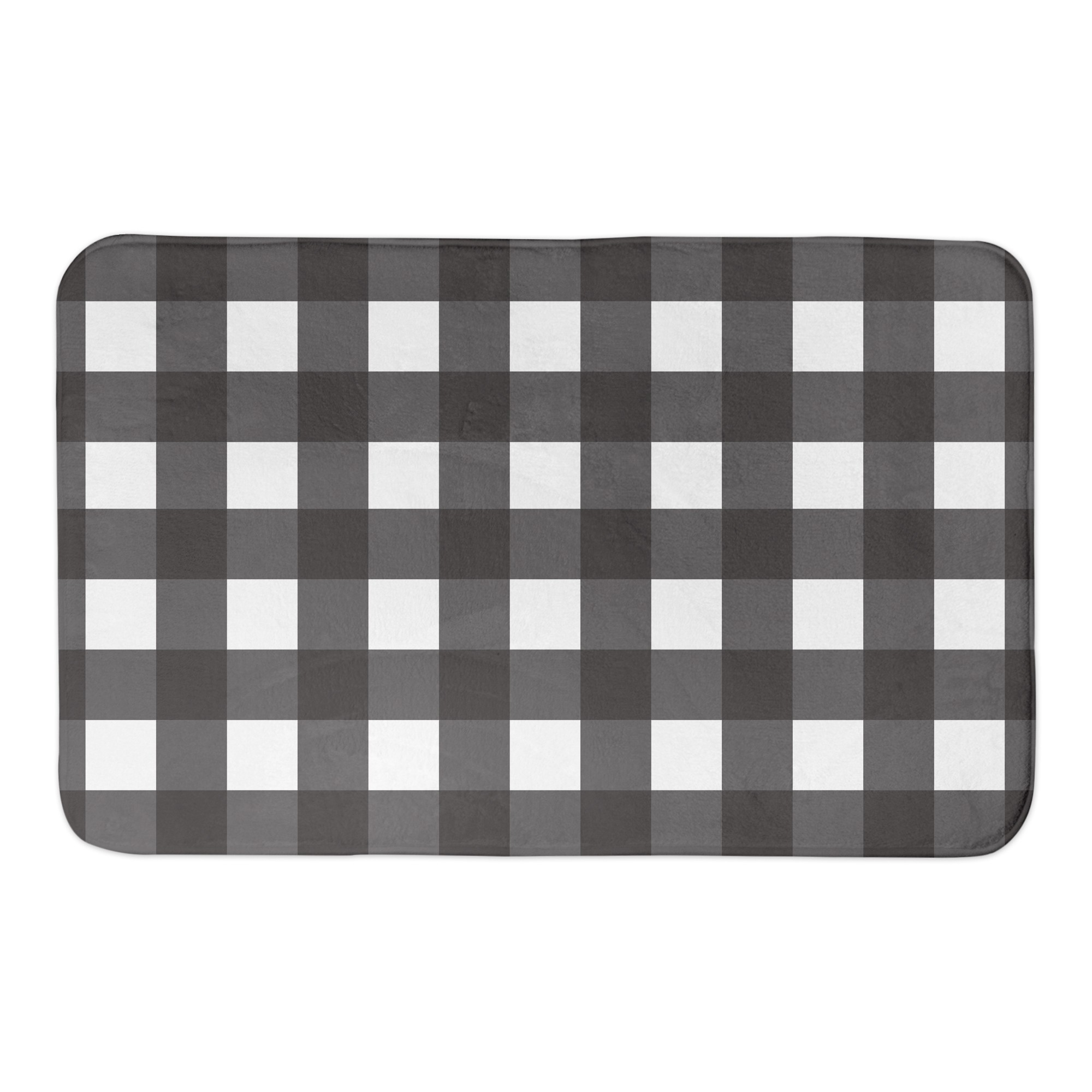 Brown and White Buffalo Check 34x21 Bath Mat