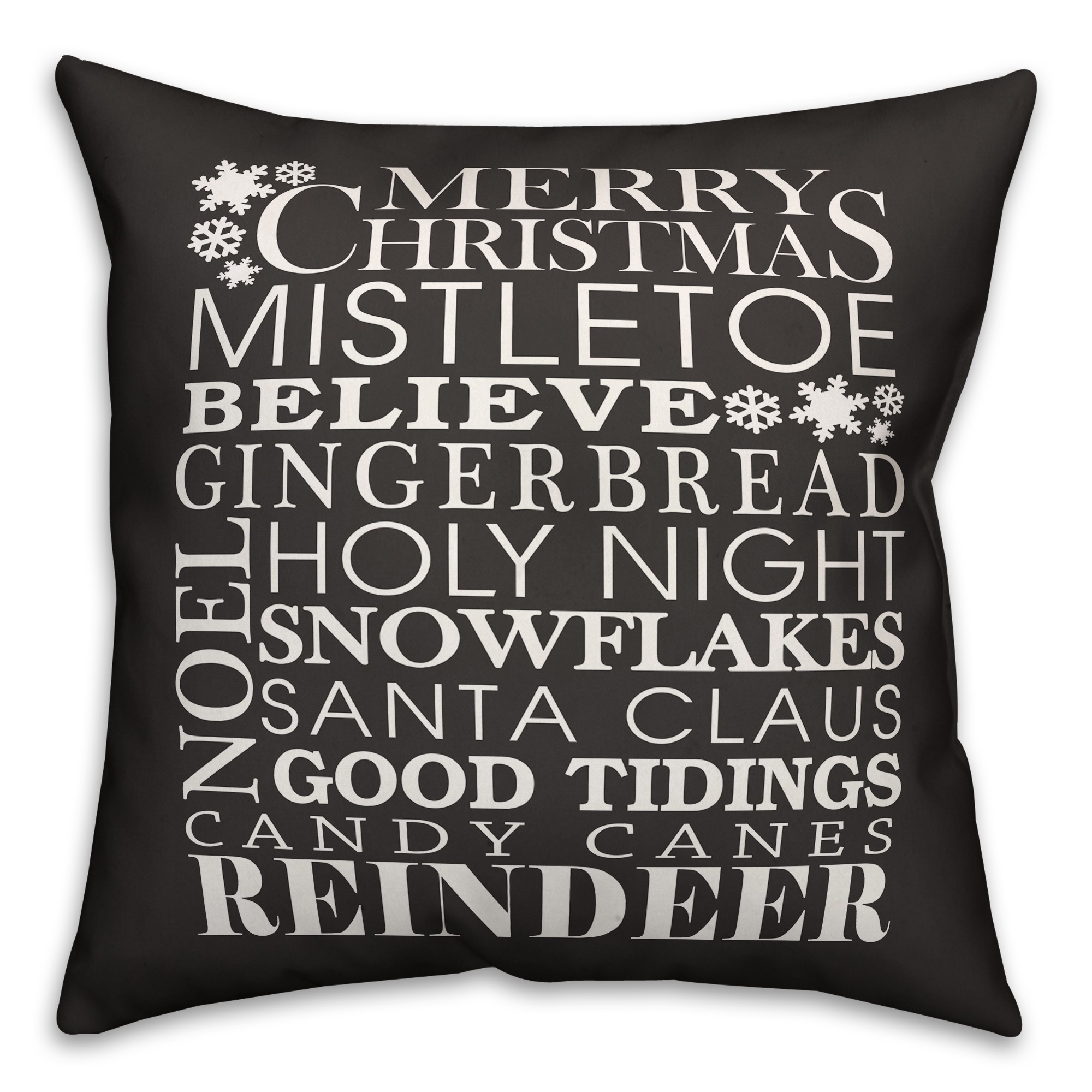 Christmas Sayings in Brown 18x18 Spun Poly Pillow