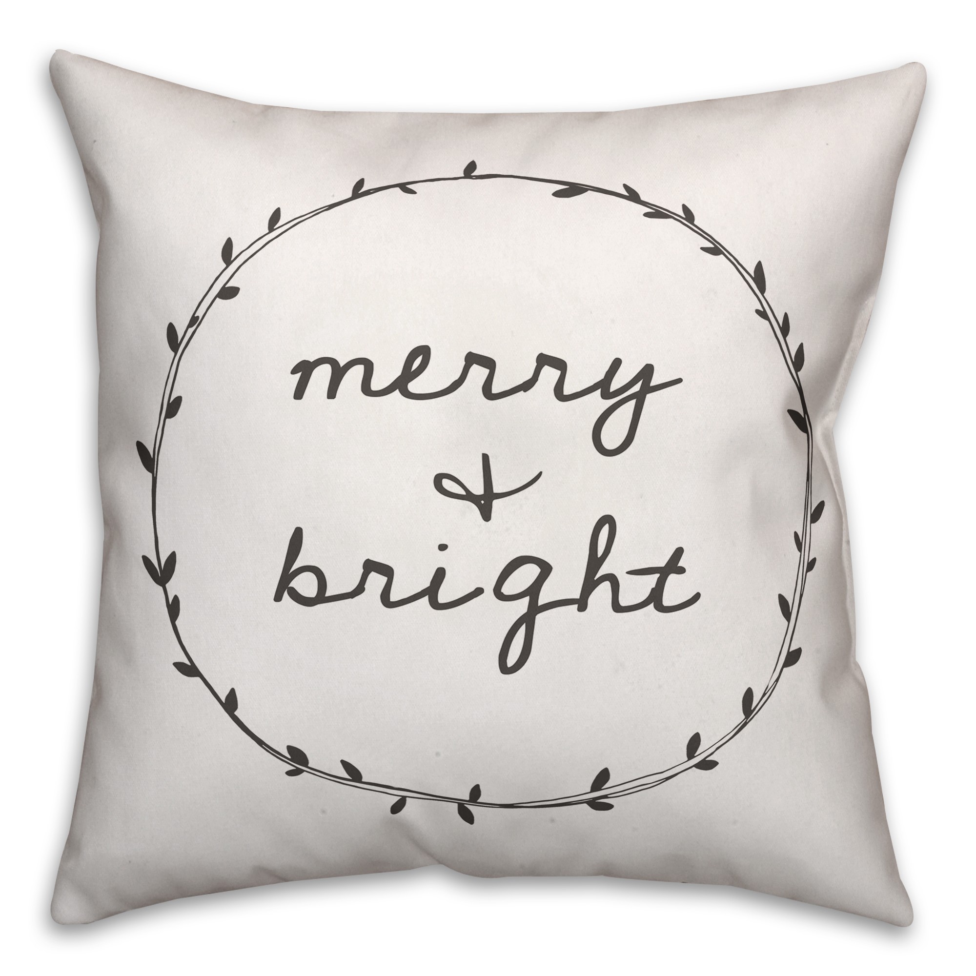 Merry and Bright in White 18x18 Spun Poly Pillow