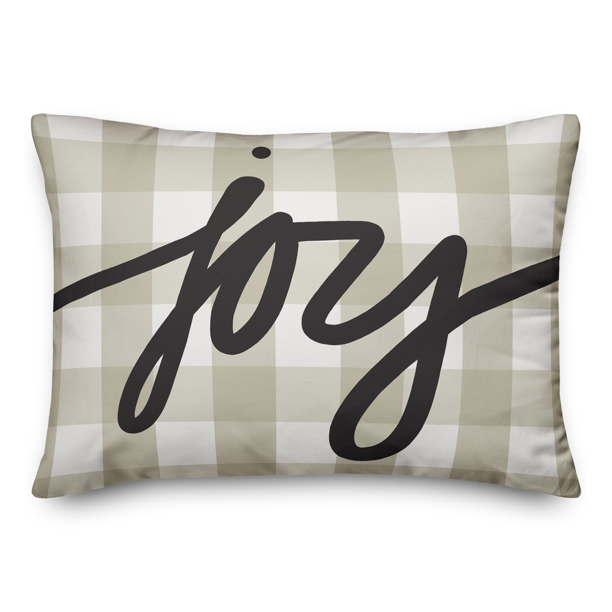 Joy on Beige Plaid 14x20 Spun Poly Pillow