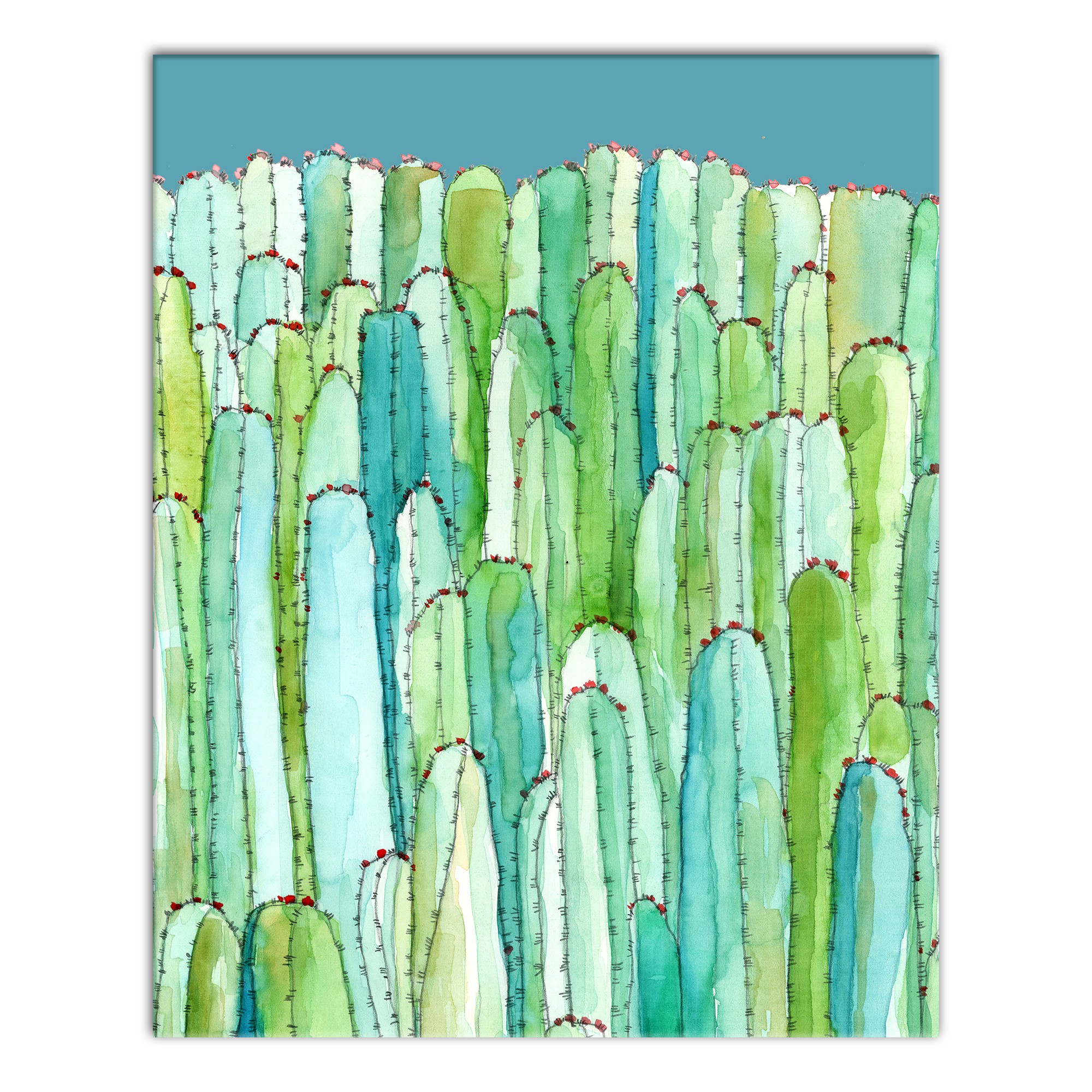 Watercolor Cactus 16x20 Canvas Wall Art