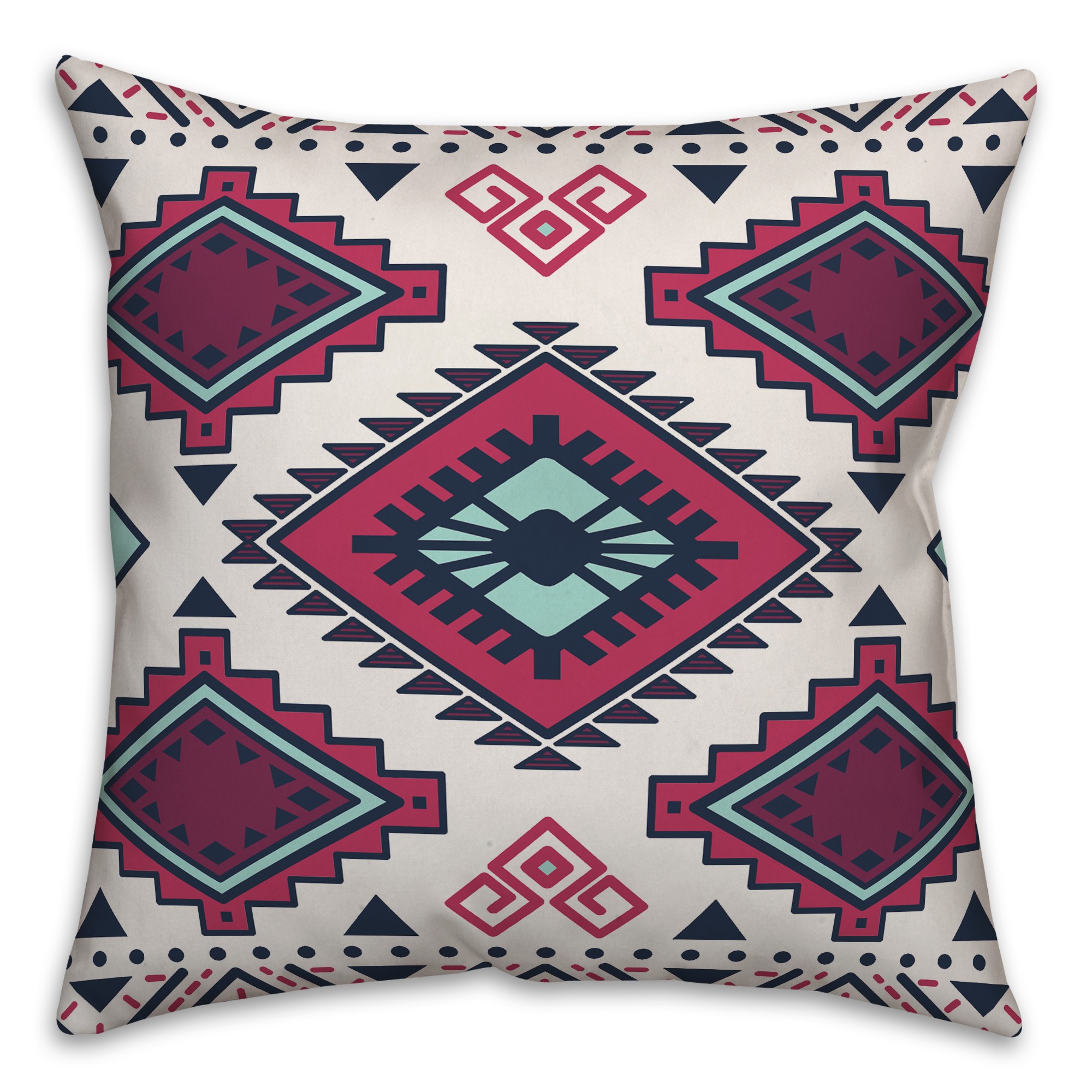 Burgundy and Navy Tribal Pattern 18x18 Spun Poly Pillow