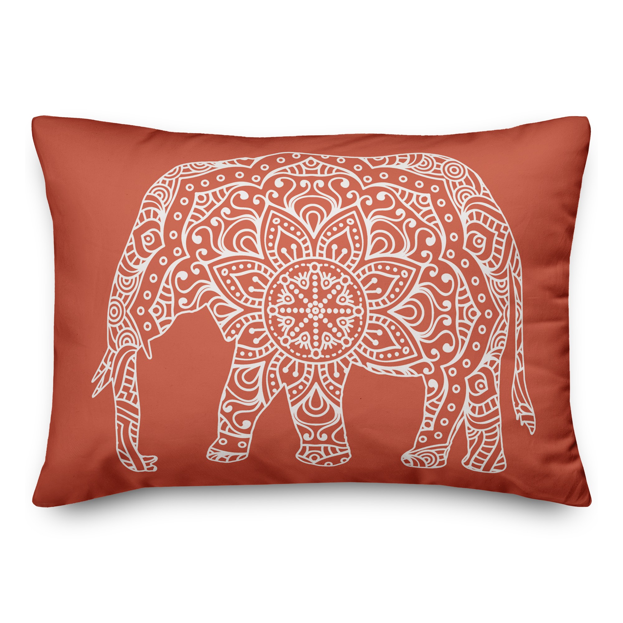 Orange Mandala Elephant 14x20 Spun Poly Pillow