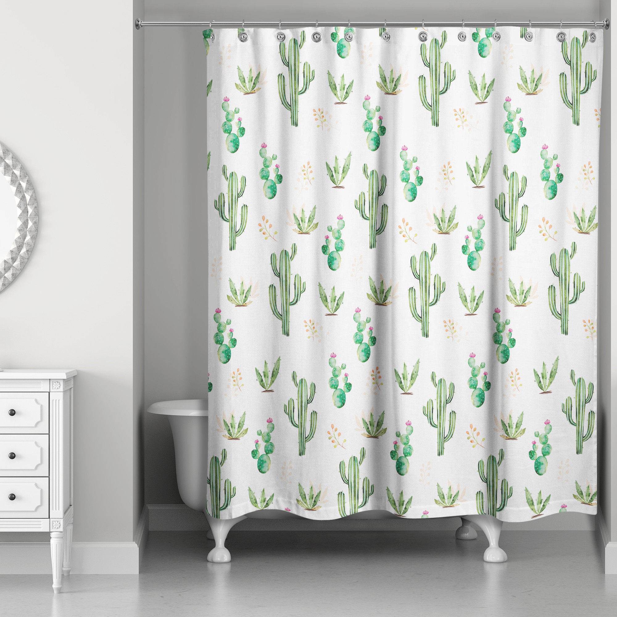 Small Cactus Pattern 71x74 Shower Curtain