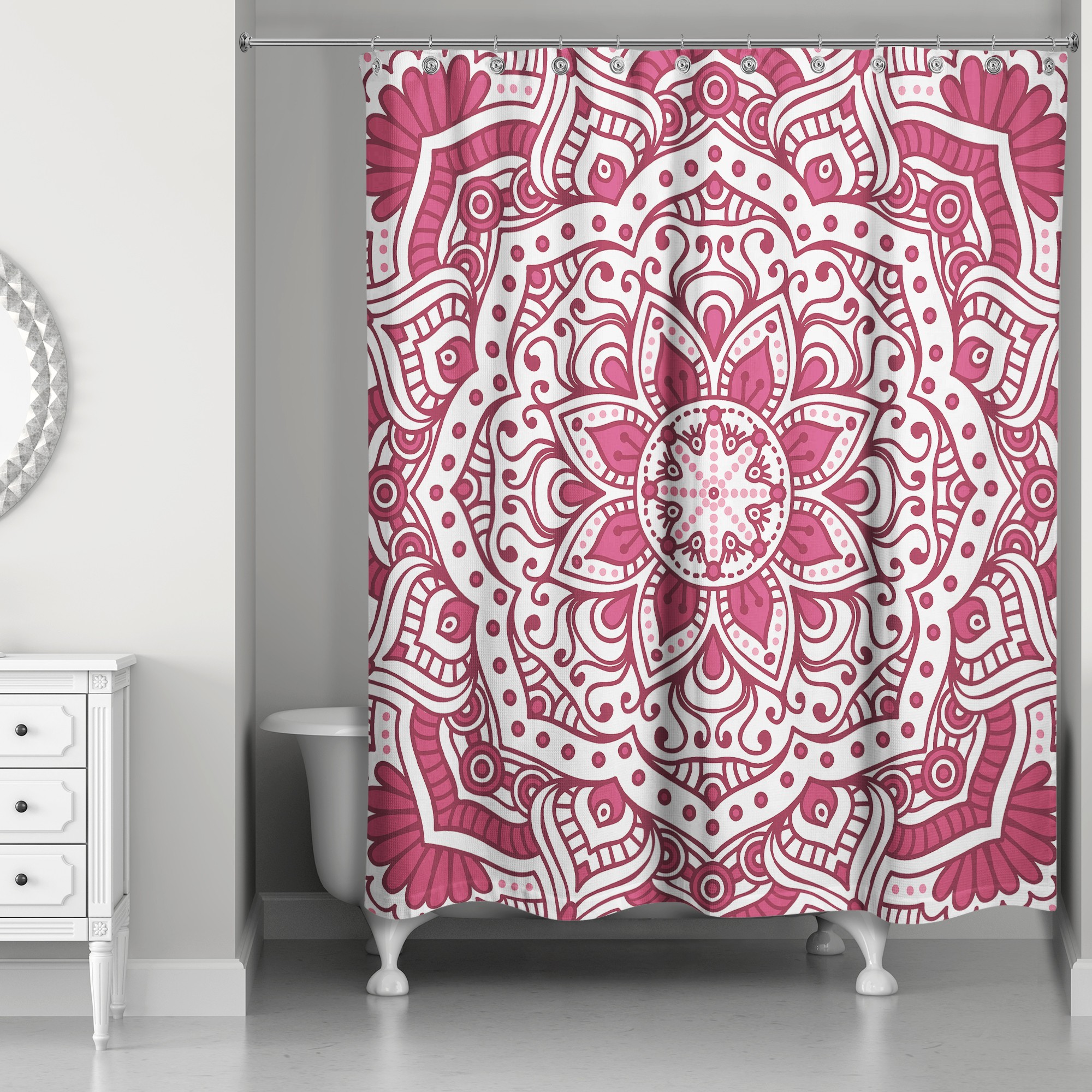 Maroon Mandala Pattern 71x74 Shower Curtain