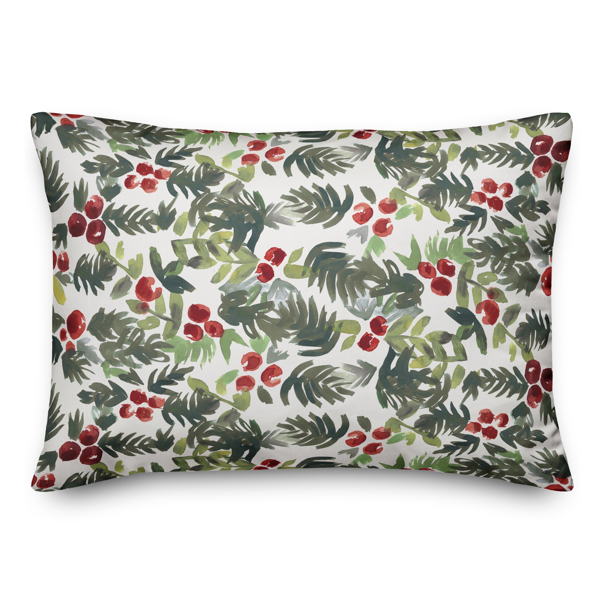 Watercolor Holly 14x20 Spun Poly Pillow