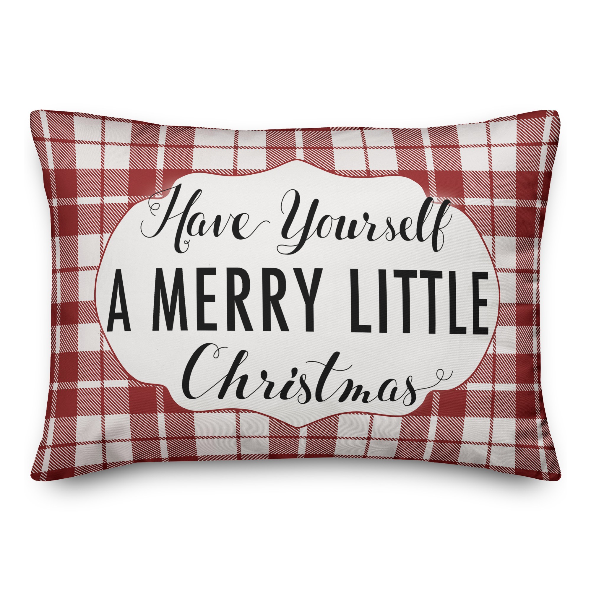 Have Yourself A Merry Little Christmas Plaid 14x20 Spun Poly Pillow