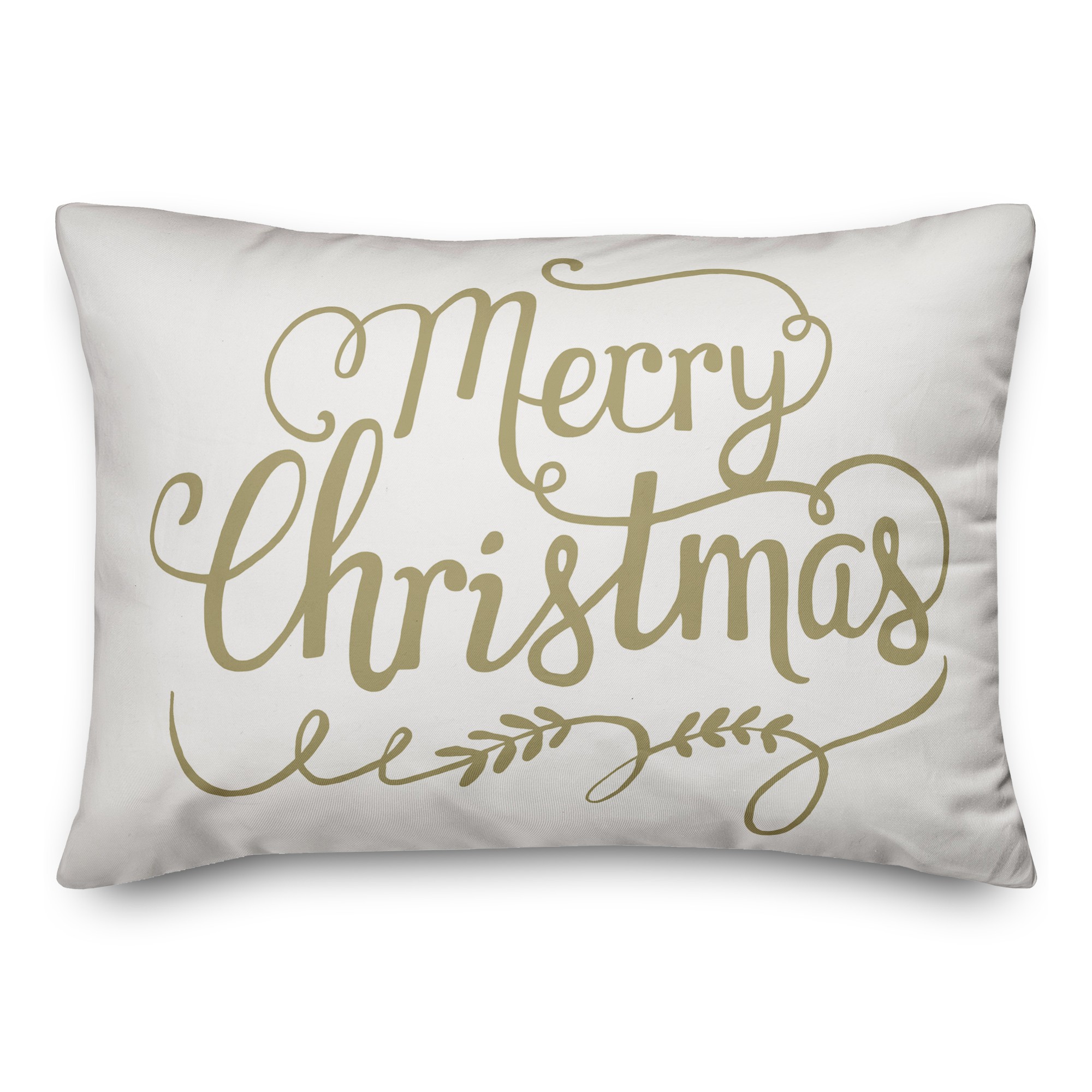 Merry Christmas Gold Script 14x20 Spun Poly Pillow