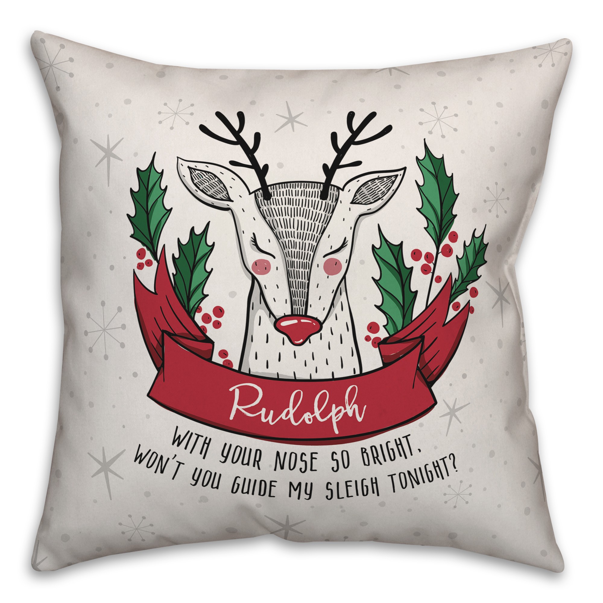 Midcentury Modern Rudolph 18x18 Spun Poly Pillow