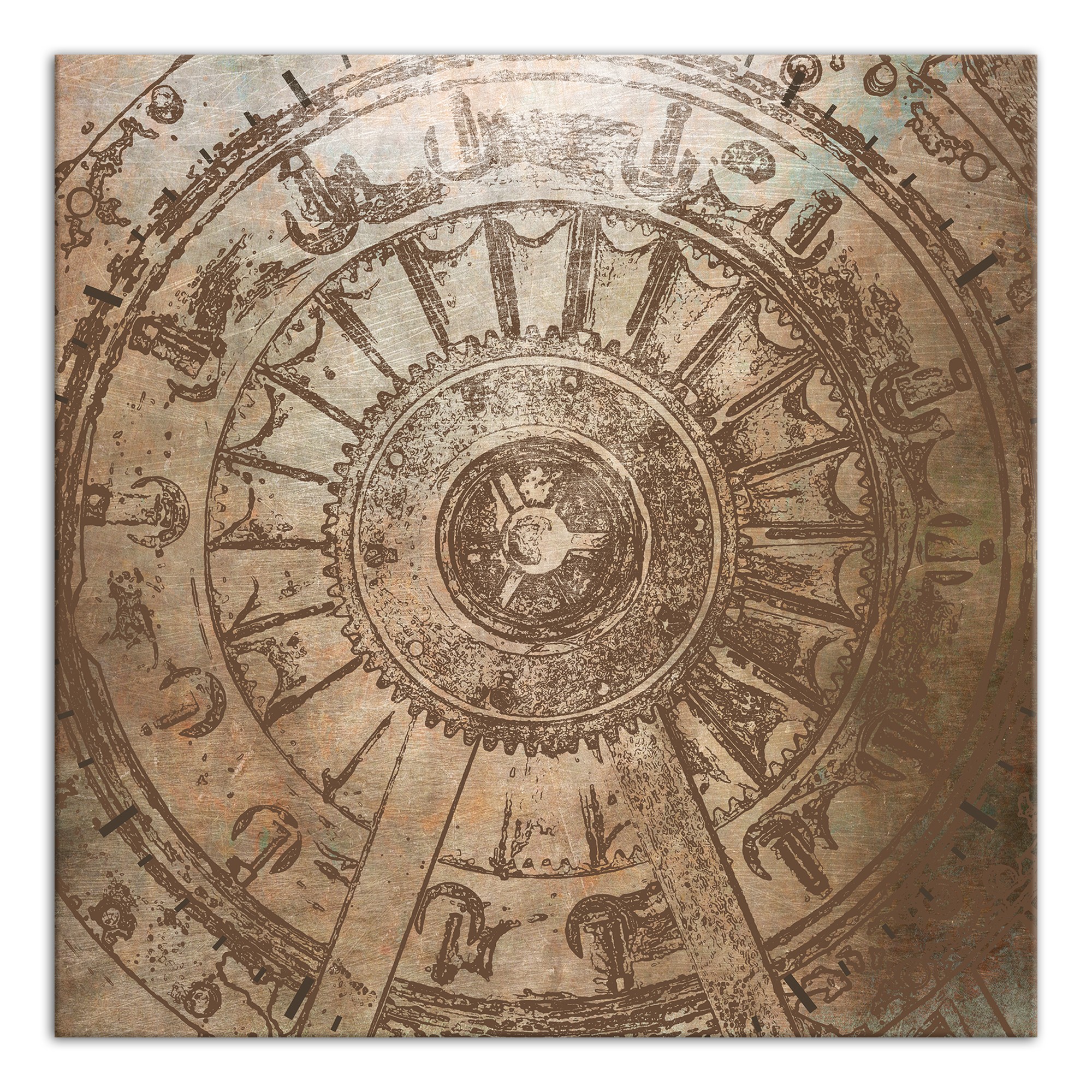 Bronze Distressed Gear 12x12 Canvas Wall Art