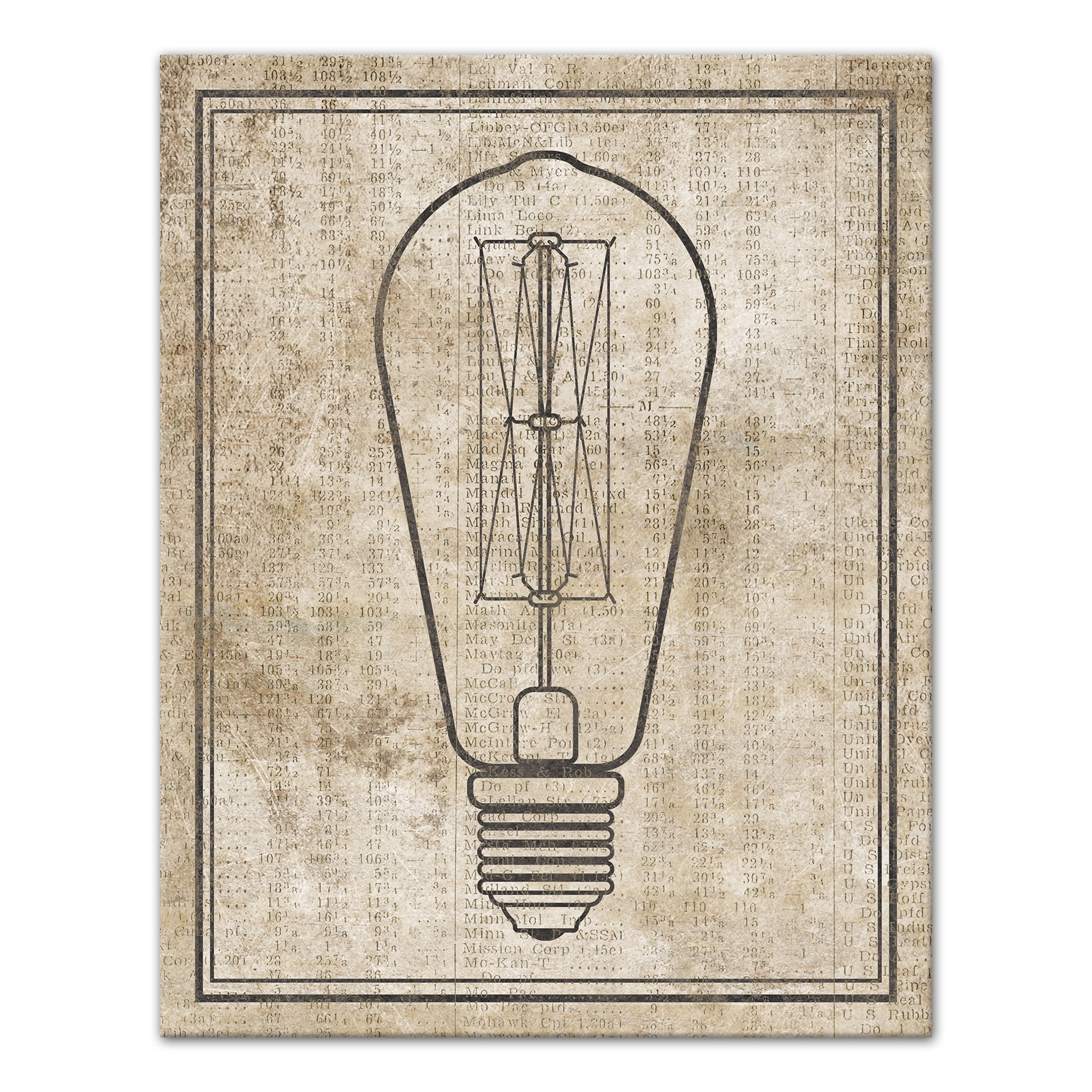 Edison Bulb on Distressed Background 11x14 Canvas Wall Art