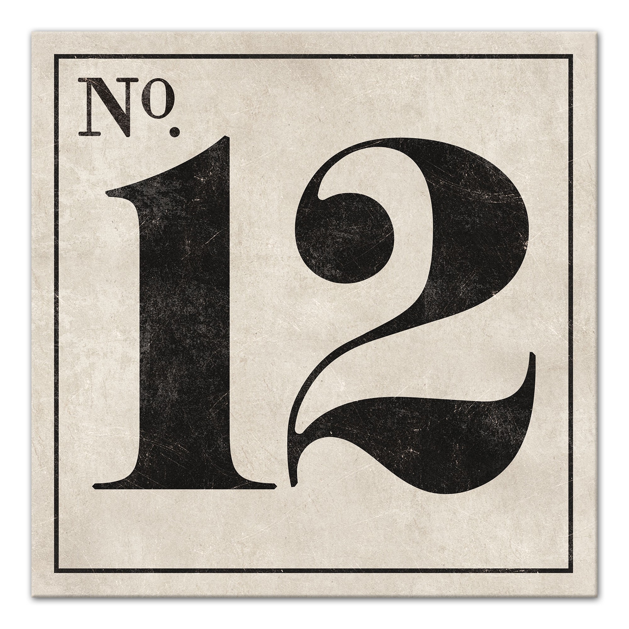 Vintage Number 12 Sign 12x12 Canvas Wall Art