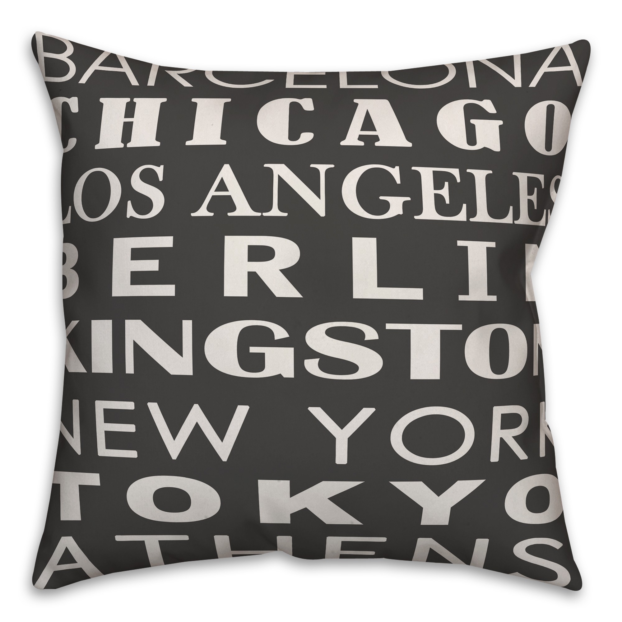 Major City Names 18x18 Spun Poly Pillow