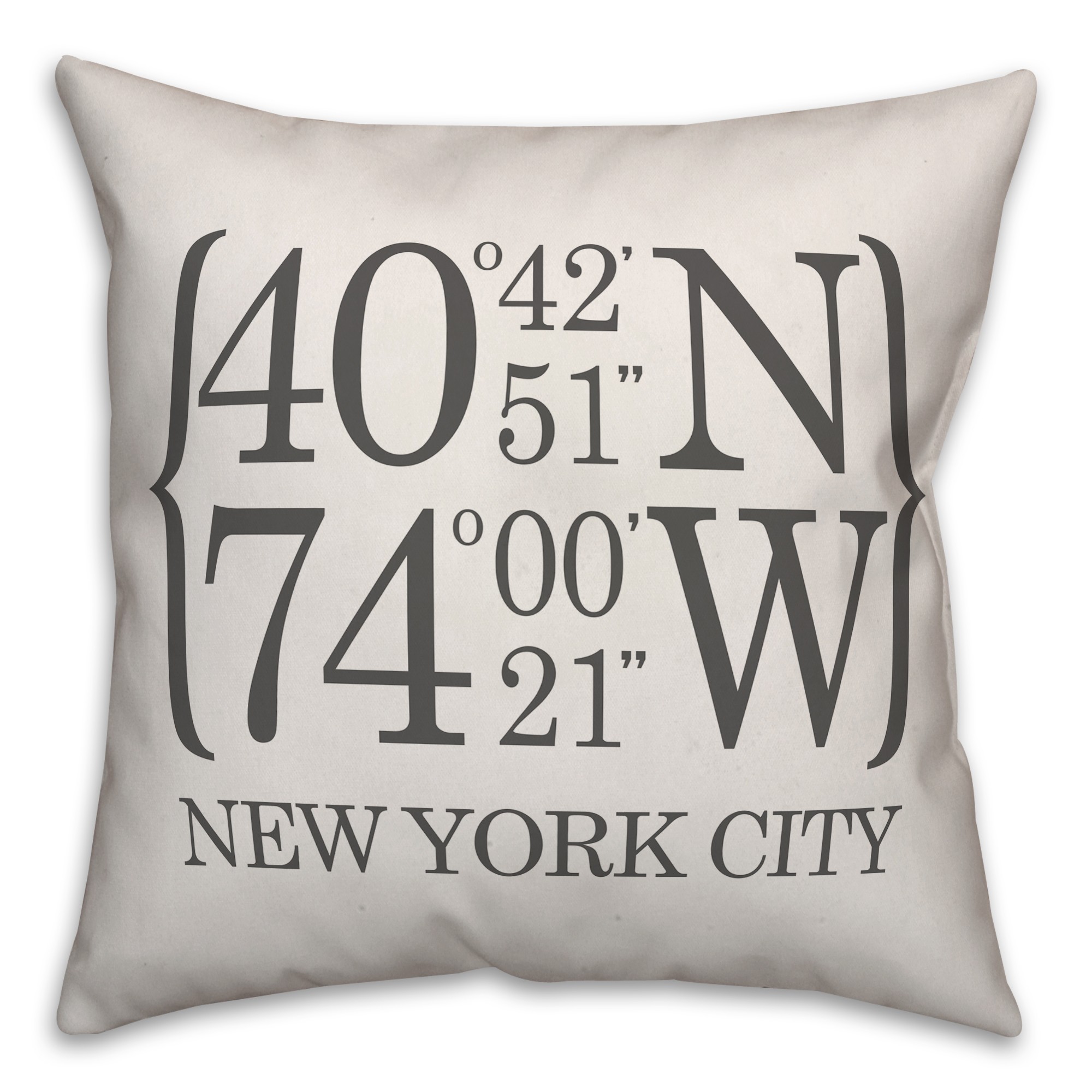 New York City Coordinates 18x18 Spun Poly Pillow