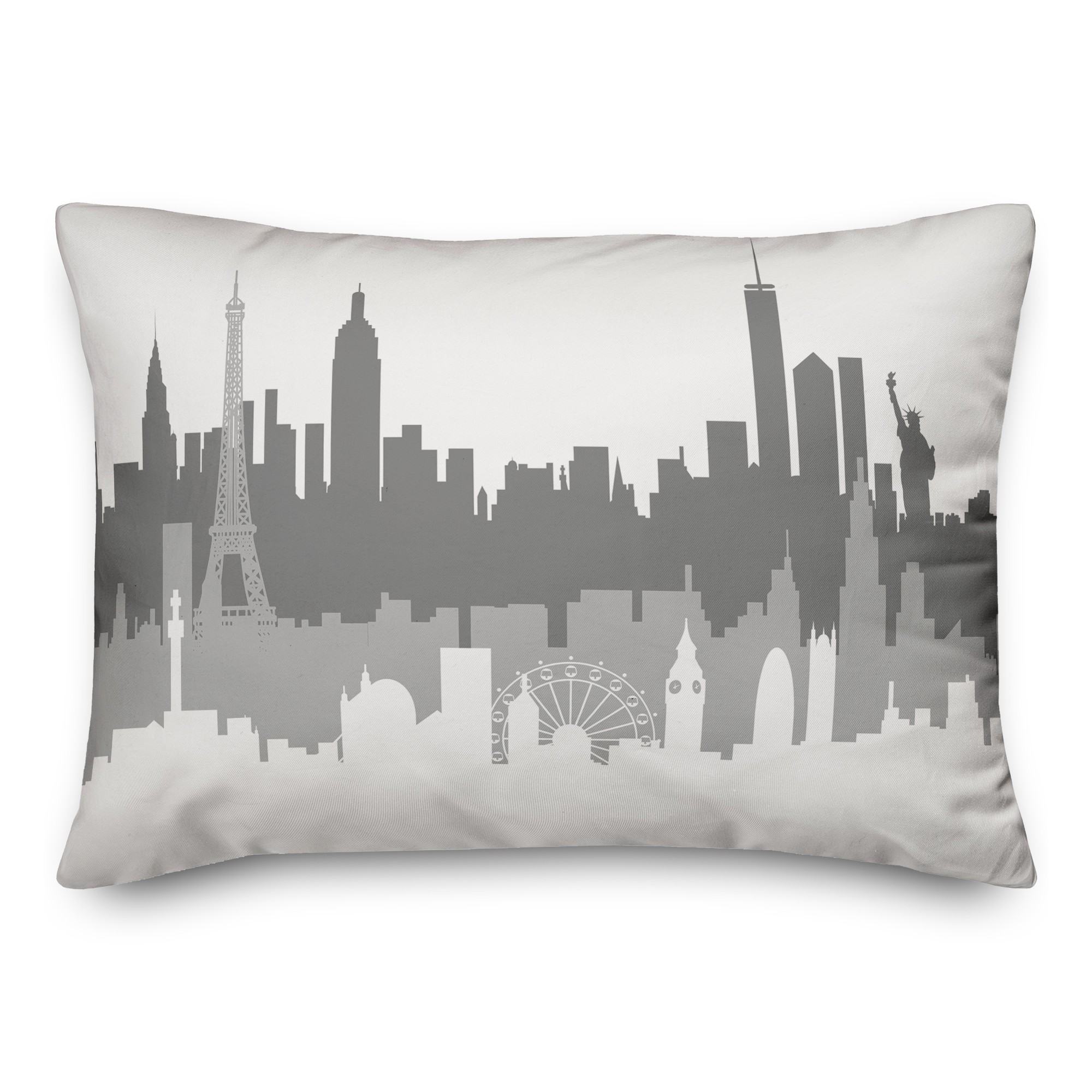 London Paris New York Skyline 14x20 Spun Poly Pillow